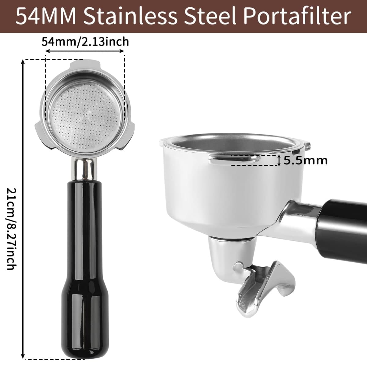 54mm Stainless Steel Portafilter for Breville Bambino and Bambino Plus thumbnail 2