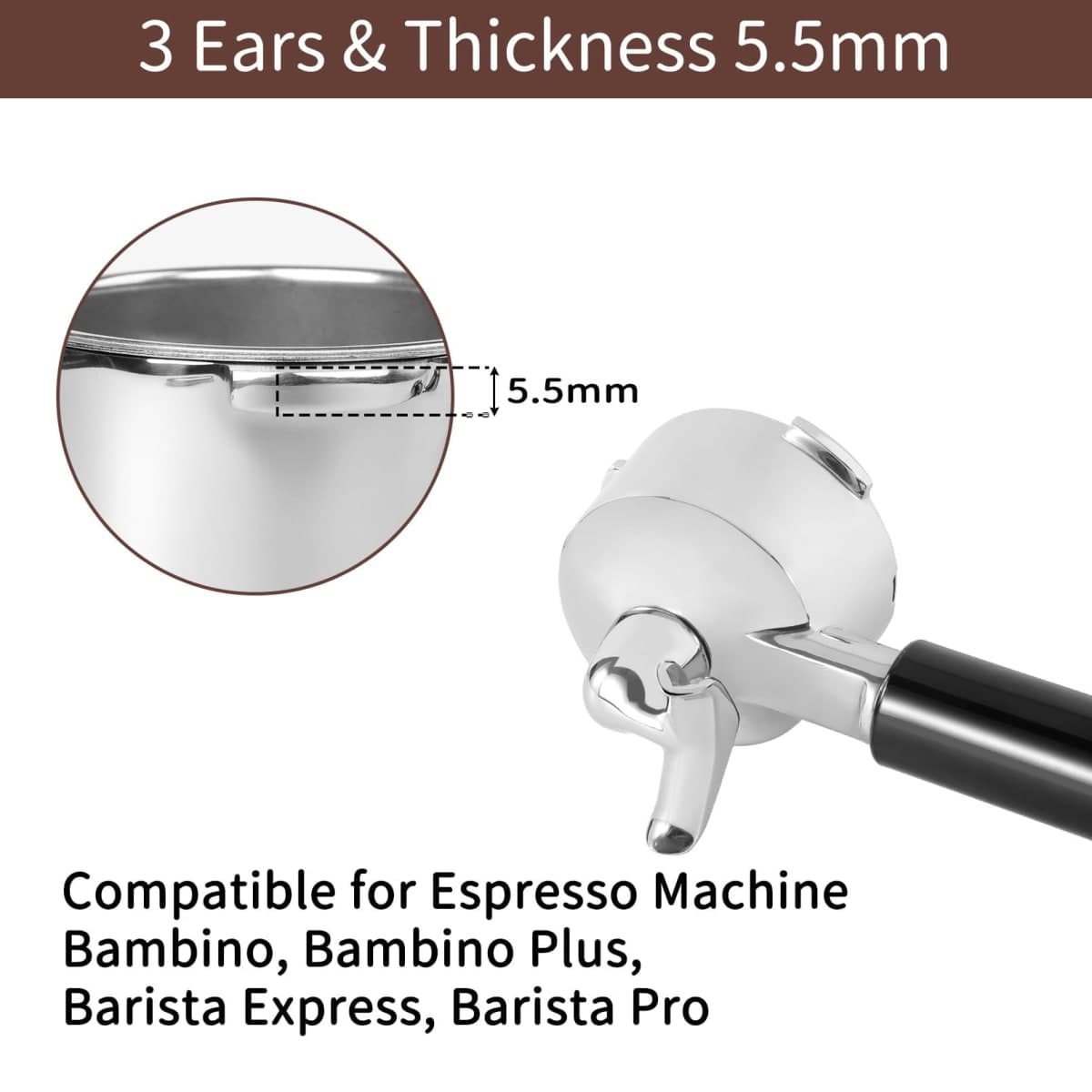 54mm Stainless Steel Portafilter for Breville Bambino and Bambino Plus thumbnail 3