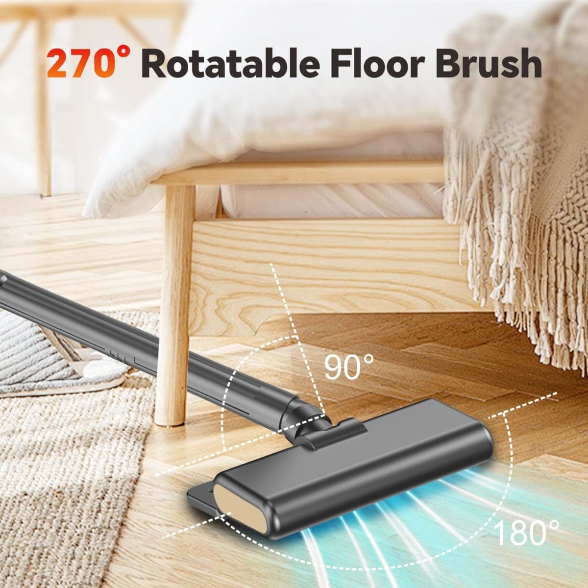 Cordless Vacuum Cleaner, Powerful Suction Vacuum Cleaners for Home, Stick Vacuum Cordless Rechargeable with LED Screen and 3-Speed Suction, Lightweight Vacuum for Hard Floors Carpets Pet Hair, Gold thumbnail 5