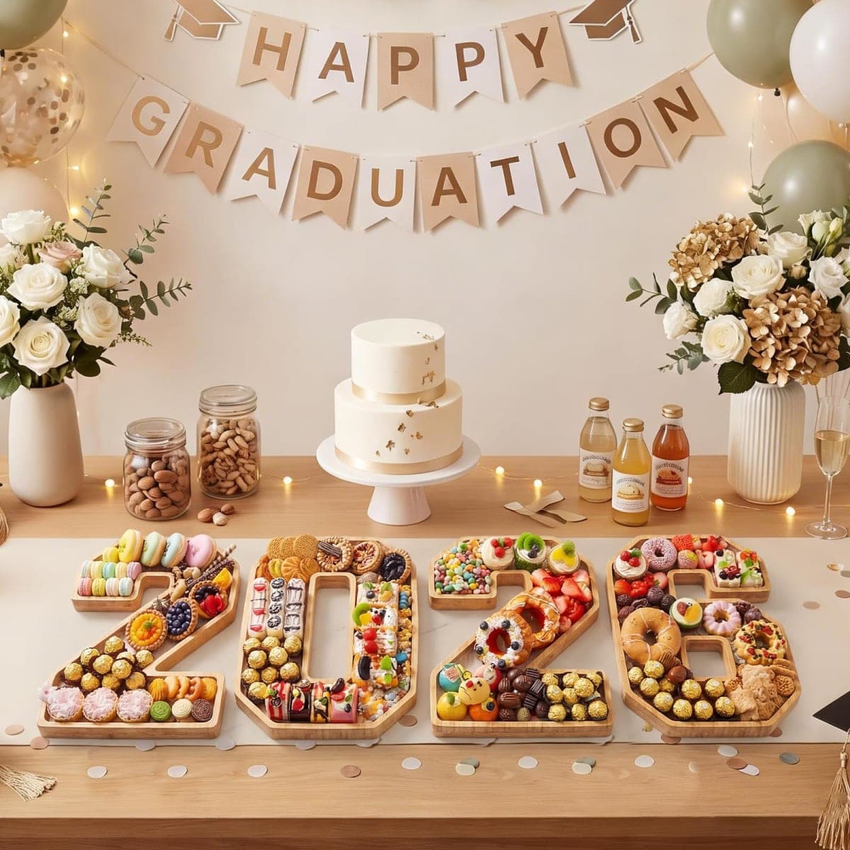 2026 Graduation Party Decorations Numbers Charcuterie Board Box - Bamboo Tray for Graduation Centerpieces - Class of 2026 Table Decoration for College High School thumbnail 4