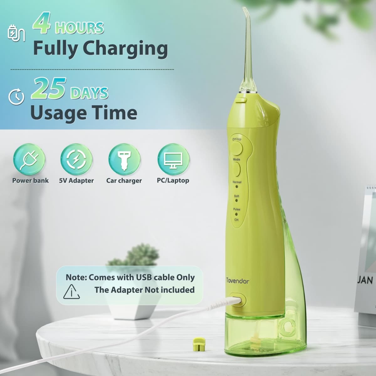 TOVENDOR Electric Water Dental Flosser Teeth Pick, Cordless Oral Irrigator thumbnail 3