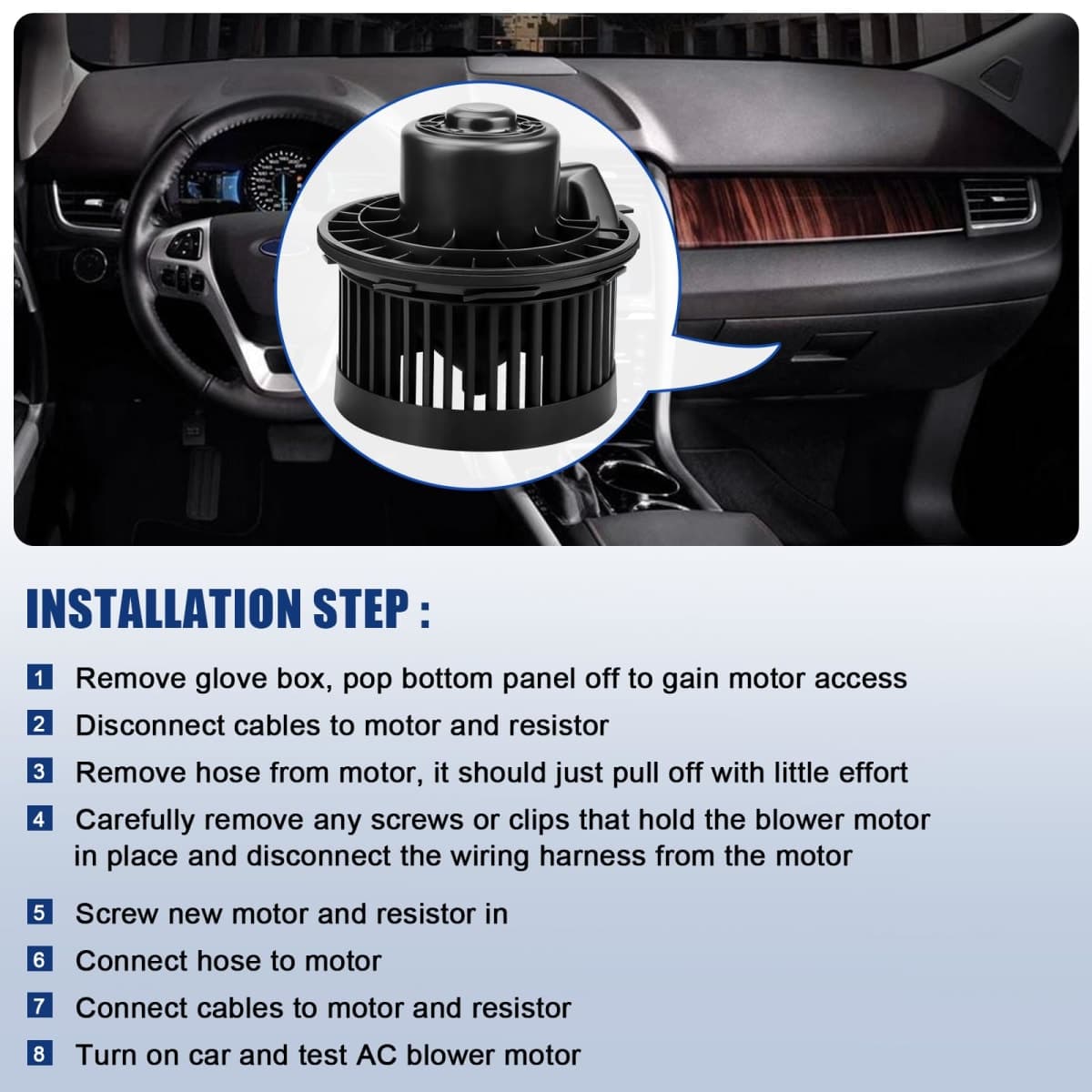 AC Blower Motor Fan Fits for Chevy Silverado 1500 2500 3500 Avalanche Suburban Tahoe GMC Sierra Yukon Cadillac Escalade 1999 2000 2001 2002 2003 2004 2005 2006 HVAC Heater Blower Motor Replace 700089 thumbnail 4