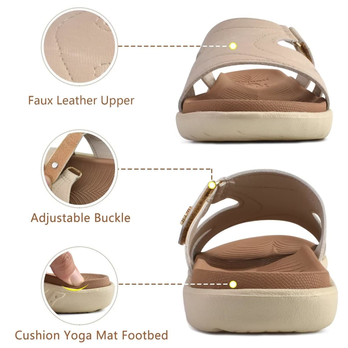 KuaiLu Womens Orthotic Slides Arch Support Slip On Sandal Tan Beige Size 10 thumbnail 5