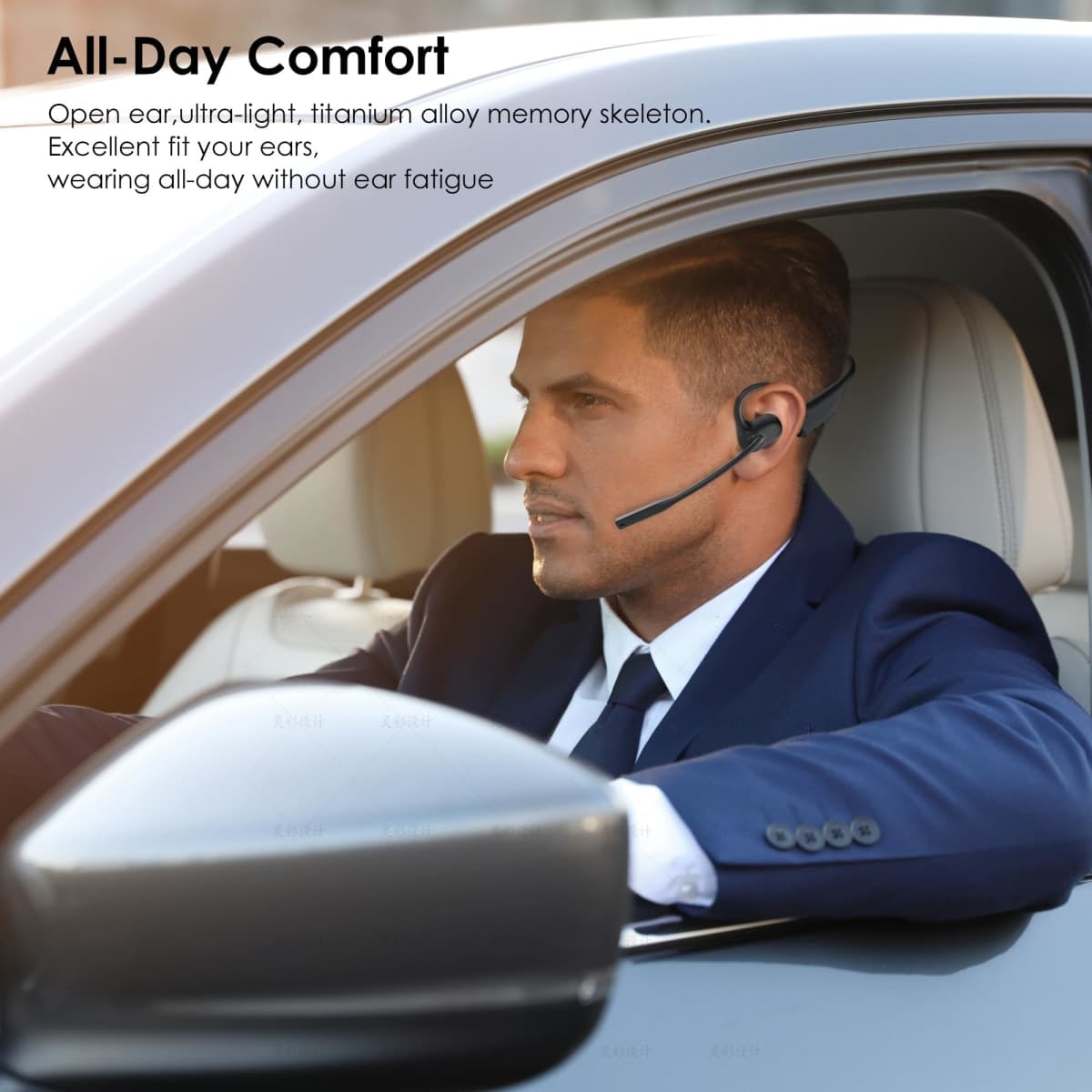 Gixxted Open Ear Headphones with Mic, Bluetooth Headset with Microphone,Wireless Bluetooth 5.3 Computer Headsets with AI Noise Canceling Mic&Mute Function, Wireless Headset for Work,Sports,Drive thumbnail 3