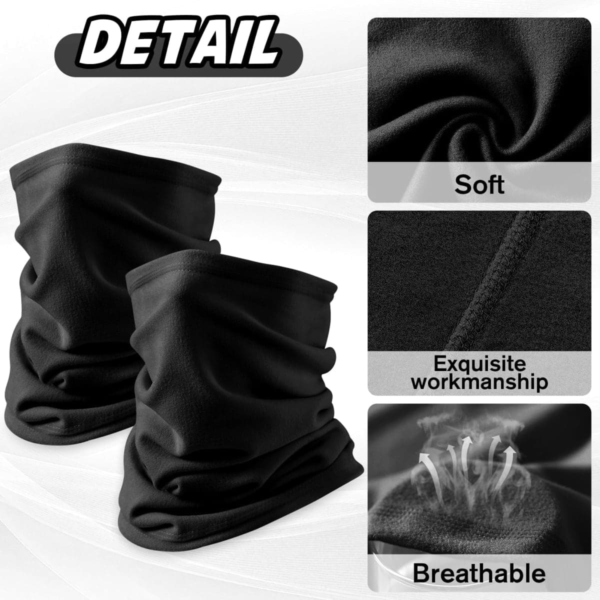 Leaflai 2 Pack Multifunctional Breathable Neck Gaiter, Unisex Face Covering Scarf, Windproof Neck Scarf for Men & Women, Christmas gift thumbnail 4
