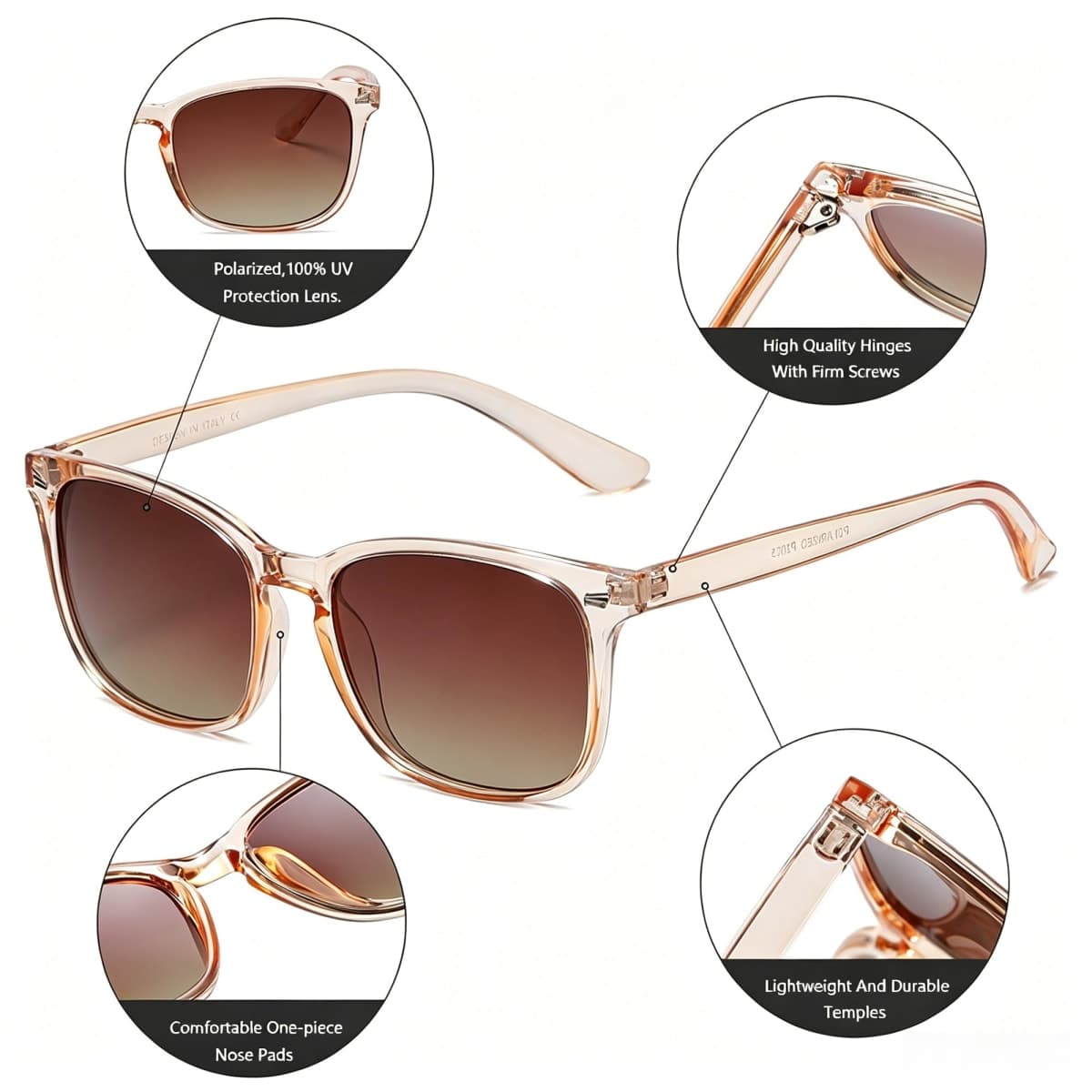 DUSHINE Polarized Sunglasses for Women Classic Retro Style UV400 Protection thumbnail 4