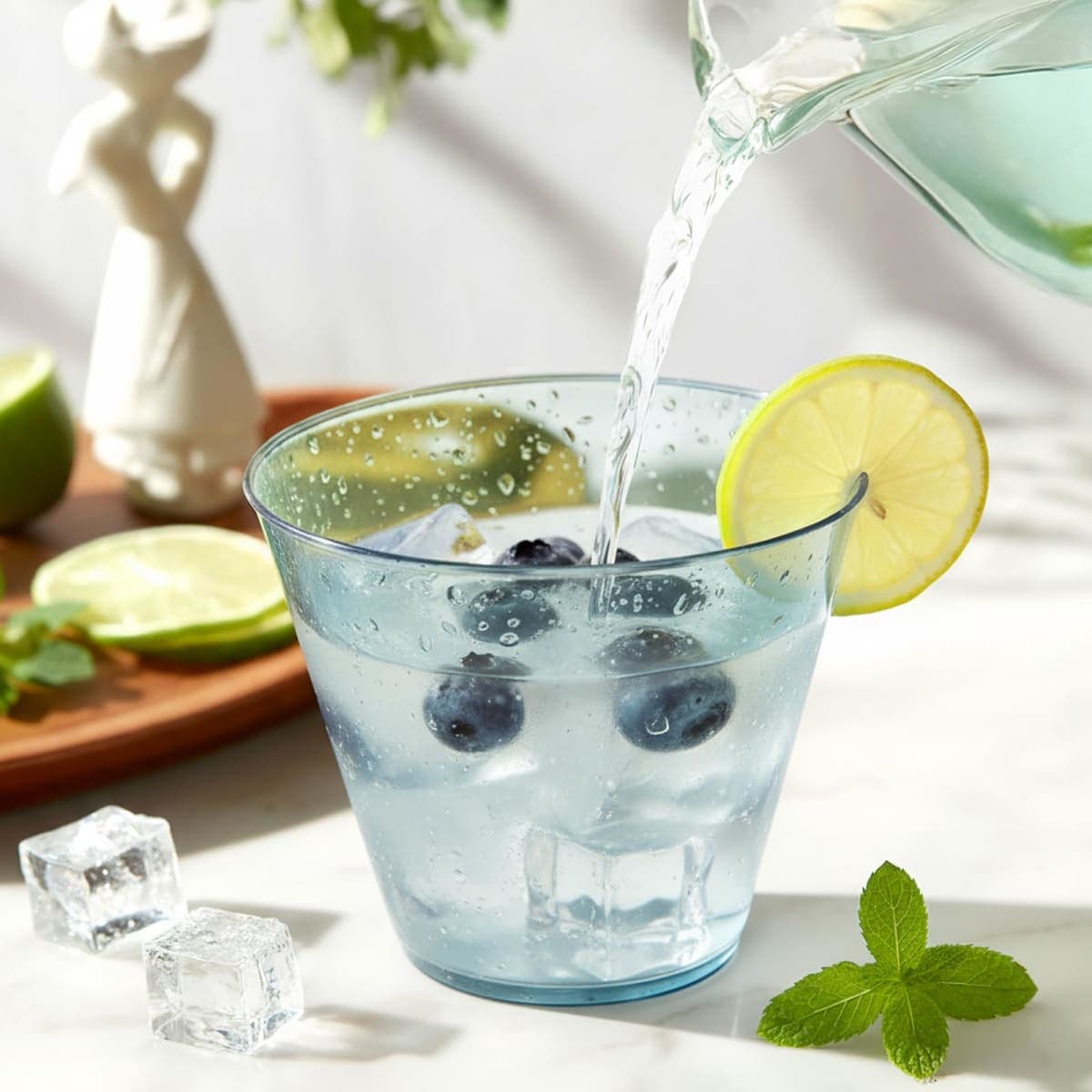 Glowserve 9 OZ Blue Disposable Plastic Cups Cocktail Cup 150 Pack thumbnail 5