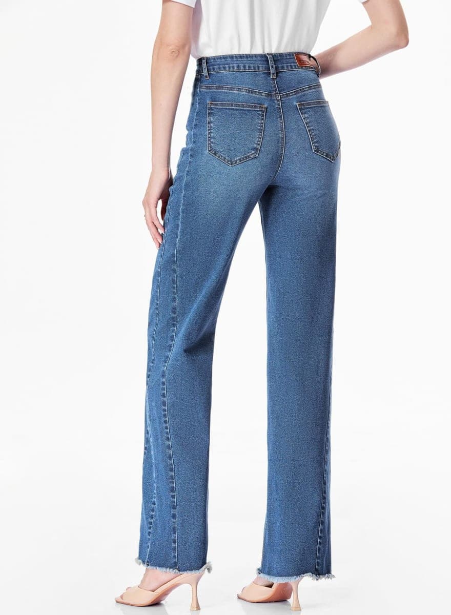 SIDEFEEL Wide Leg Jeans for Women Strechy High Waisted Baggy Femme Trendy 2026 Raw Hem Zimbaplatinum Pants with Pockets, Blue, 10 thumbnail 5