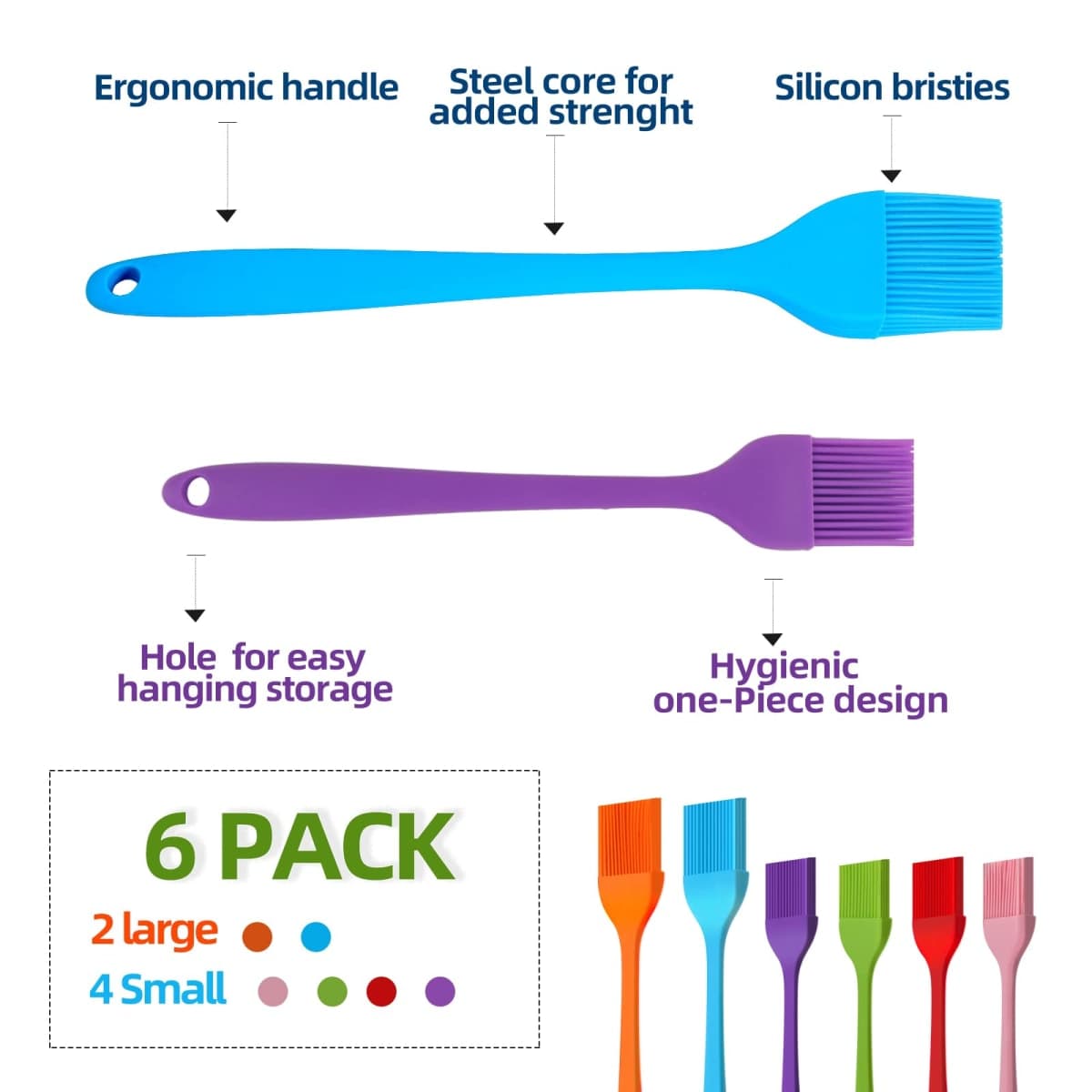Silicone Basting Brush Pastry Baking Brush BBQ Oil Brush thumbnail 2