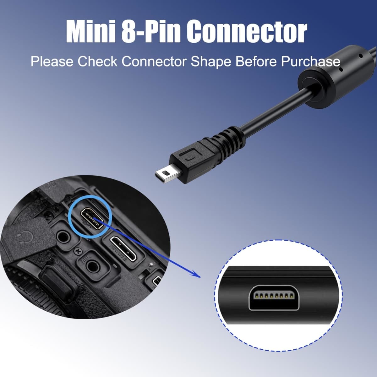 AZJCKEW USB Charging Cable Compatible with Nikon Coolpix L830 S3300 S3000 Fujifilm FinePix JX650 JX660 AX500 AX550 J10 J26 Mini 8-Pin UC-E6 UC-E16 UC-E17 UC-E23, 5FT Camera Power Cord thumbnail 2