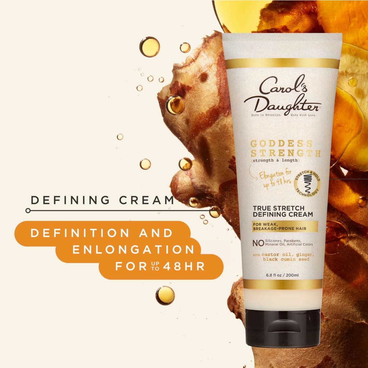 Carol's Daughter Goddess Strength True Stretch Defining Hair Cream with Castor Oil, Moisturizing Hair Care to Define Curly and Wavy Hair for Up To 48HR, 200ML thumbnail 5