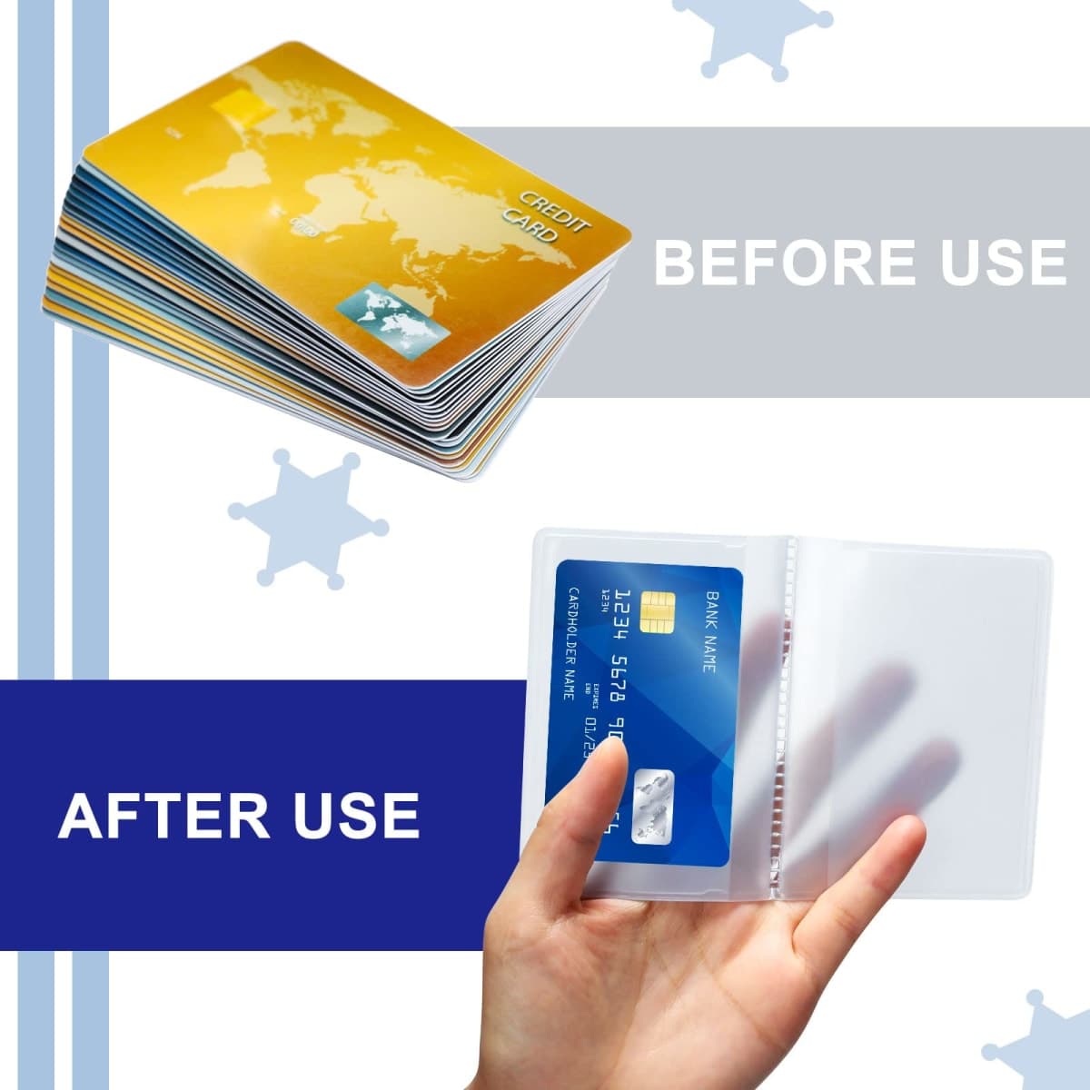 Chivao 4 Packs Wallet Insert Plastic Credit Card Holder Wallet Credit Card Sleeves for Photo Insert for Bifold or Trifold(6 Pages 6 Slots, 10 Pages 10 Slots, 10 Pages 20 Slots) thumbnail 3