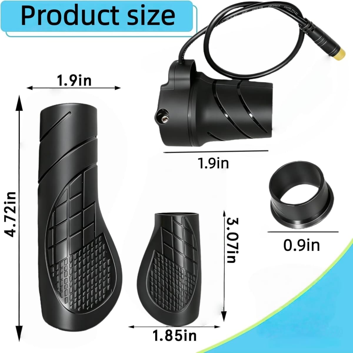 FT76x semi-Torsion Electric Bicycle Throttle Grip, 3-pin Connector, 36V, 48V and 72V Speed Control Handlebar Replacement, Compatible with Electric, Bicycle, Motorcycle and Scooter thumbnail 2