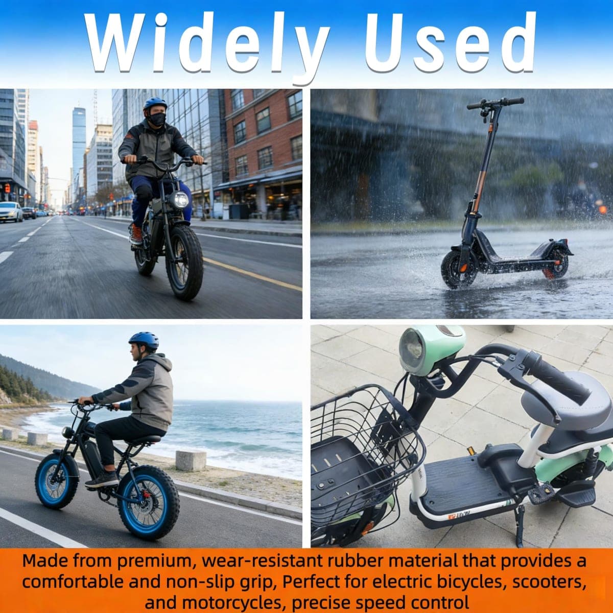 FT76x semi-Torsion Electric Bicycle Throttle Grip, 3-pin Connector, 36V, 48V and 72V Speed Control Handlebar Replacement, Compatible with Electric, Bicycle, Motorcycle and Scooter thumbnail 5