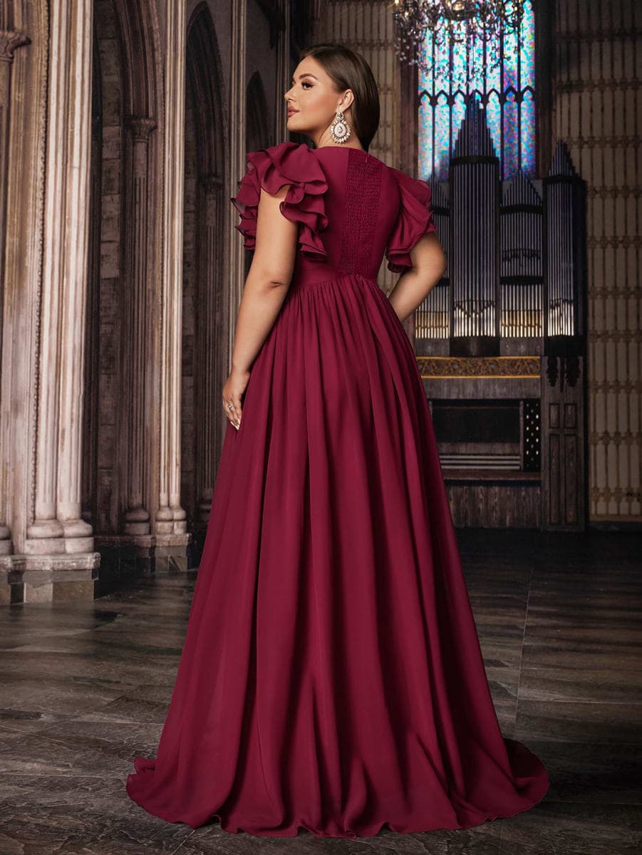 VOUIAO Women Plus Size Bridesmaid Dresses A Line Wedding Guest Formal Gown, #1 Burgundy, X-Large thumbnail 2