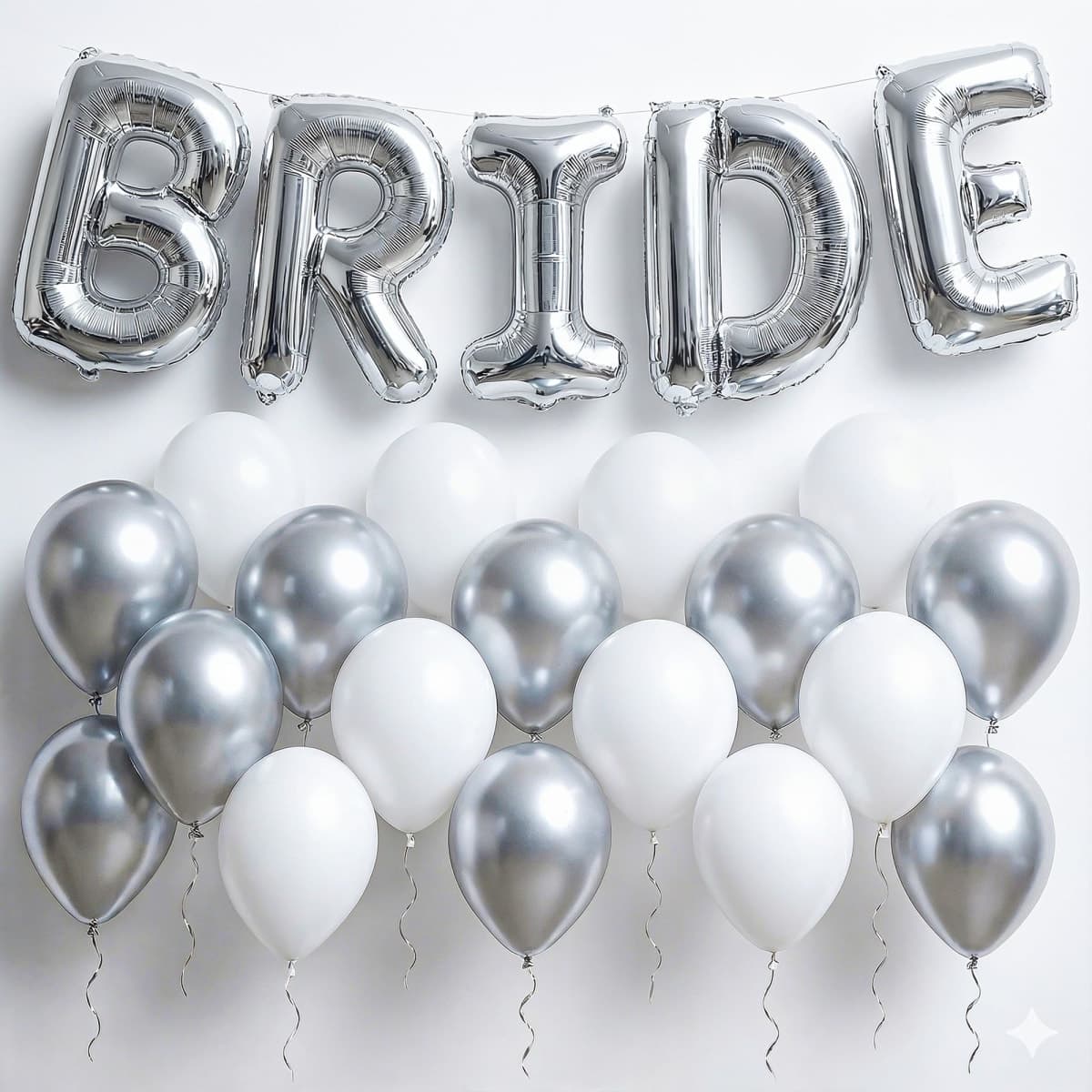 KatchOn, Silver Bride Balloons Set, 16 Inch - Big Pack of 23 | Silver Bachelorette Party Decorations | Bride Decorations | Bride Letter Balloons for Bridal Shower Decorations — image 1