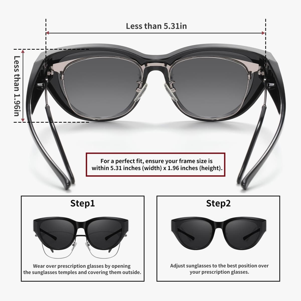 HAOLOTA Polarized Fit Over Sunglasses for Women, UV400 Cat Eye Wrap Around Overglasses for Prescription Glasses & Driving thumbnail 4