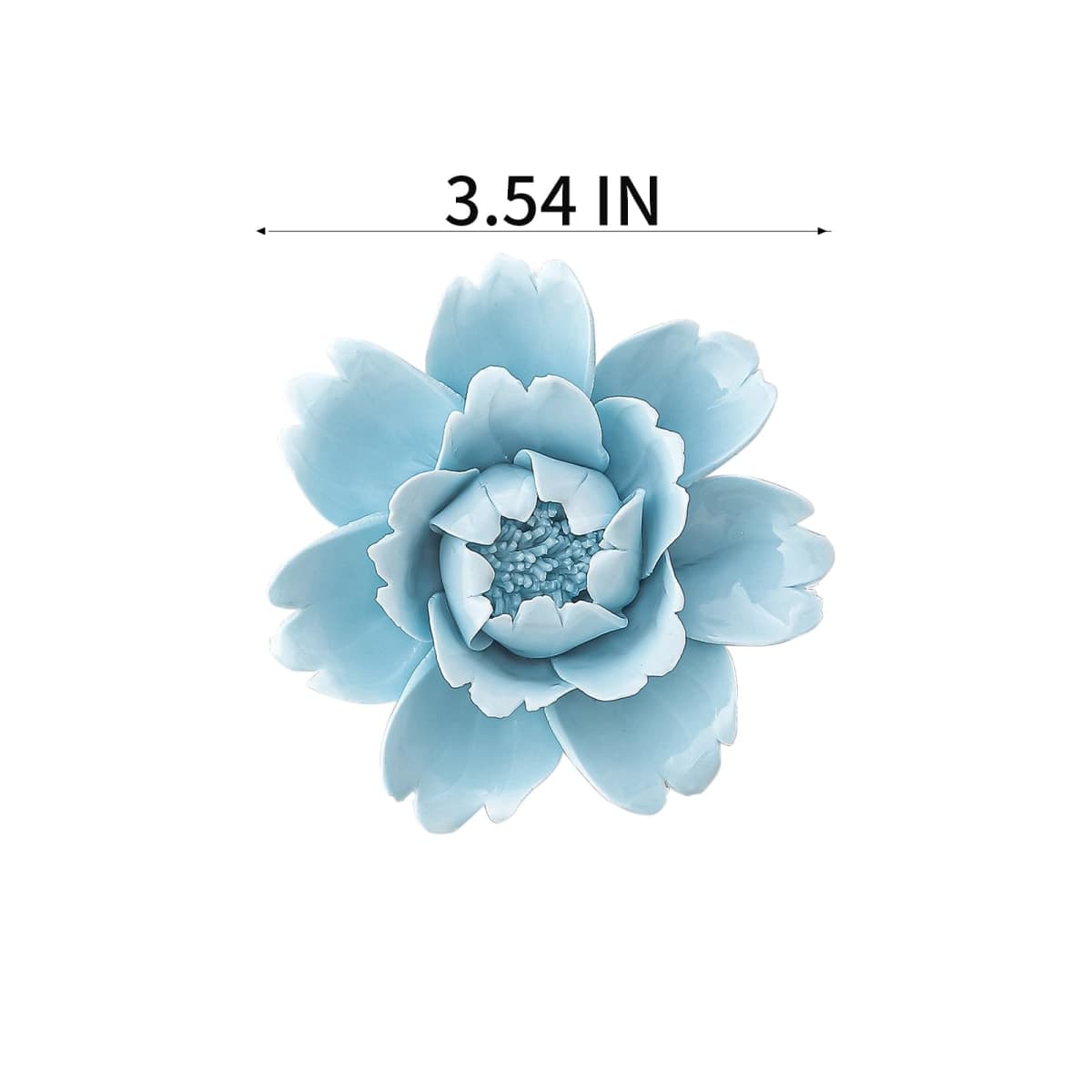 CEUYGT Ceramic Flower Wall Decor 3D Wall Hanging Home Decor Living Room Blue Peony 3.54" thumbnail 2