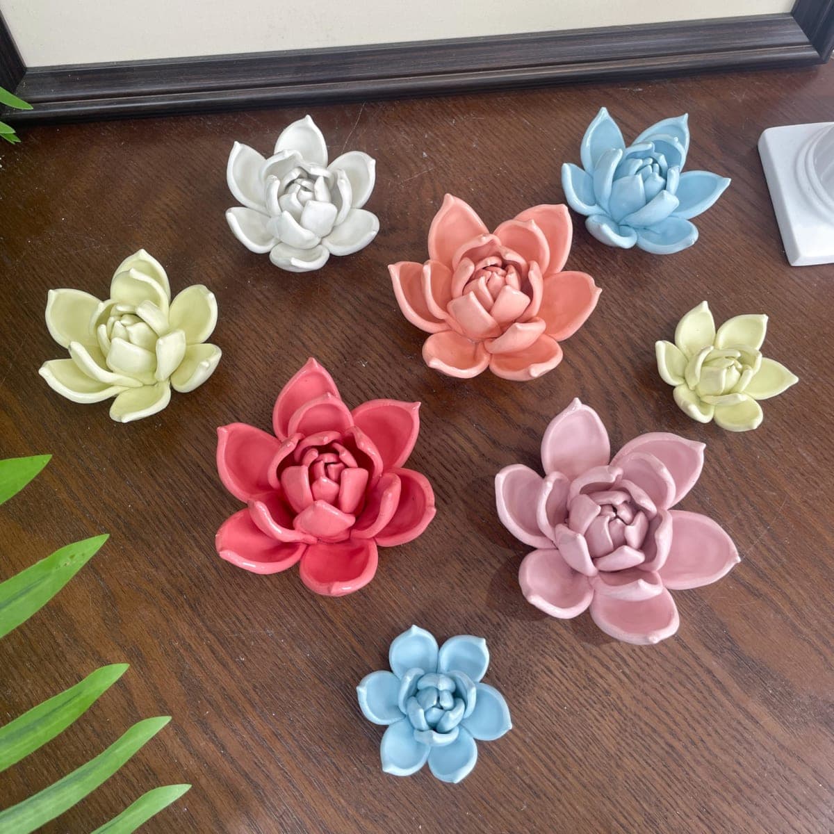 Bi-Sonic Lee Crape Myrtle, 3.6" Handmade Ceramic Flower Wall Decoration, Hanging Sculpture, Wall Hanging Artificial Flowers,Home Decor (Light Blue) thumbnail 2