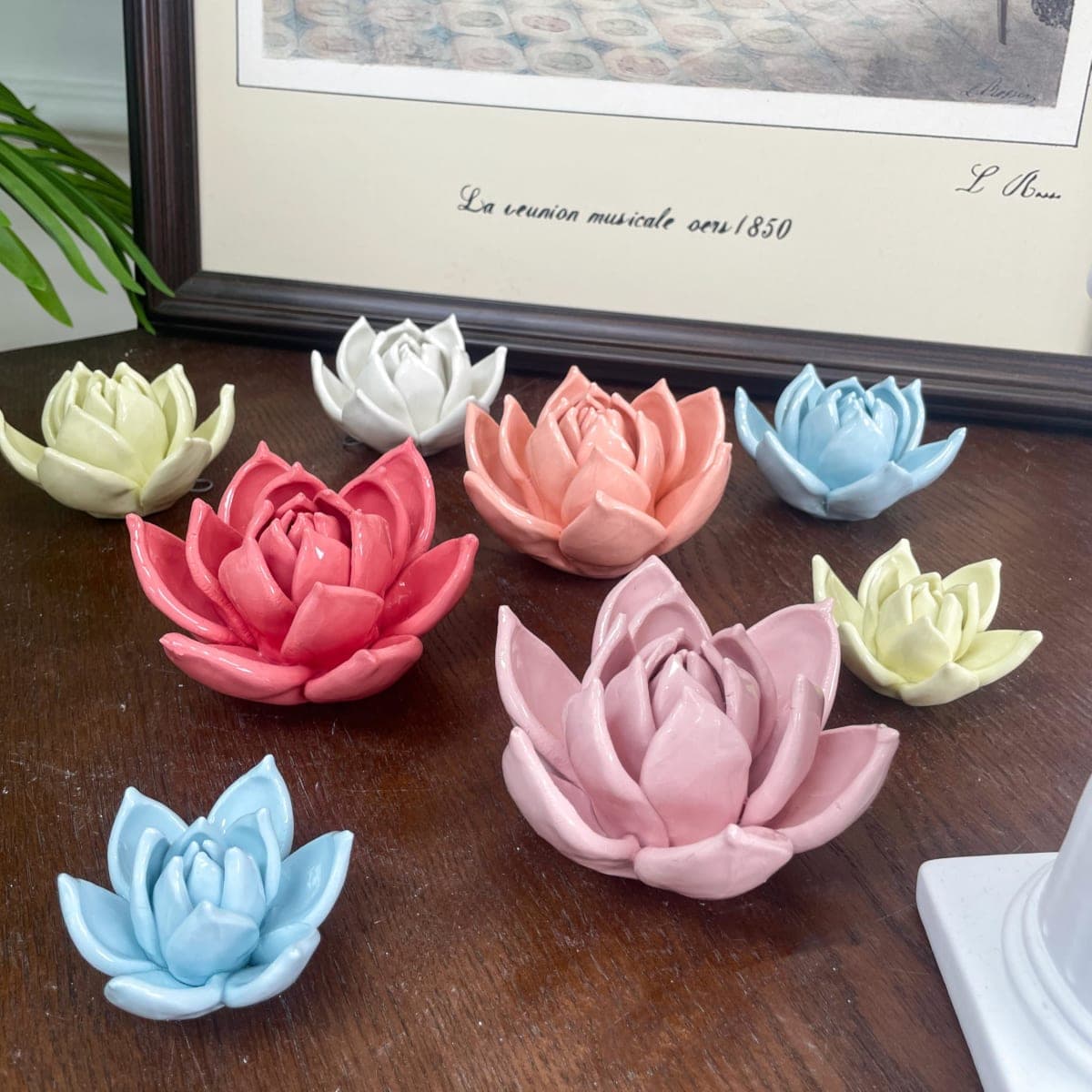 Bi-Sonic Lee Crape Myrtle, 3.6" Handmade Ceramic Flower Wall Decoration, Hanging Sculpture, Wall Hanging Artificial Flowers,Home Decor (Light Blue) thumbnail 3
