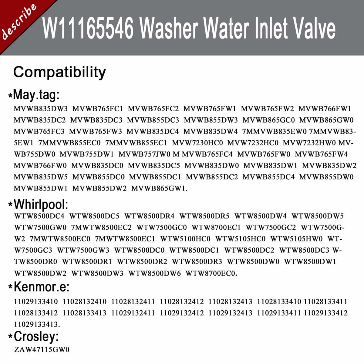 W11165546 Washer Water Inlet Valve(GENUINE ORIGINAL), Compatible with Whirl.pool Ke.nmore Washing Machine - Replaces W10758828, W10839828, W11096267, W11165546VP, AP6284346-10 Years Warranty thumbnail 4