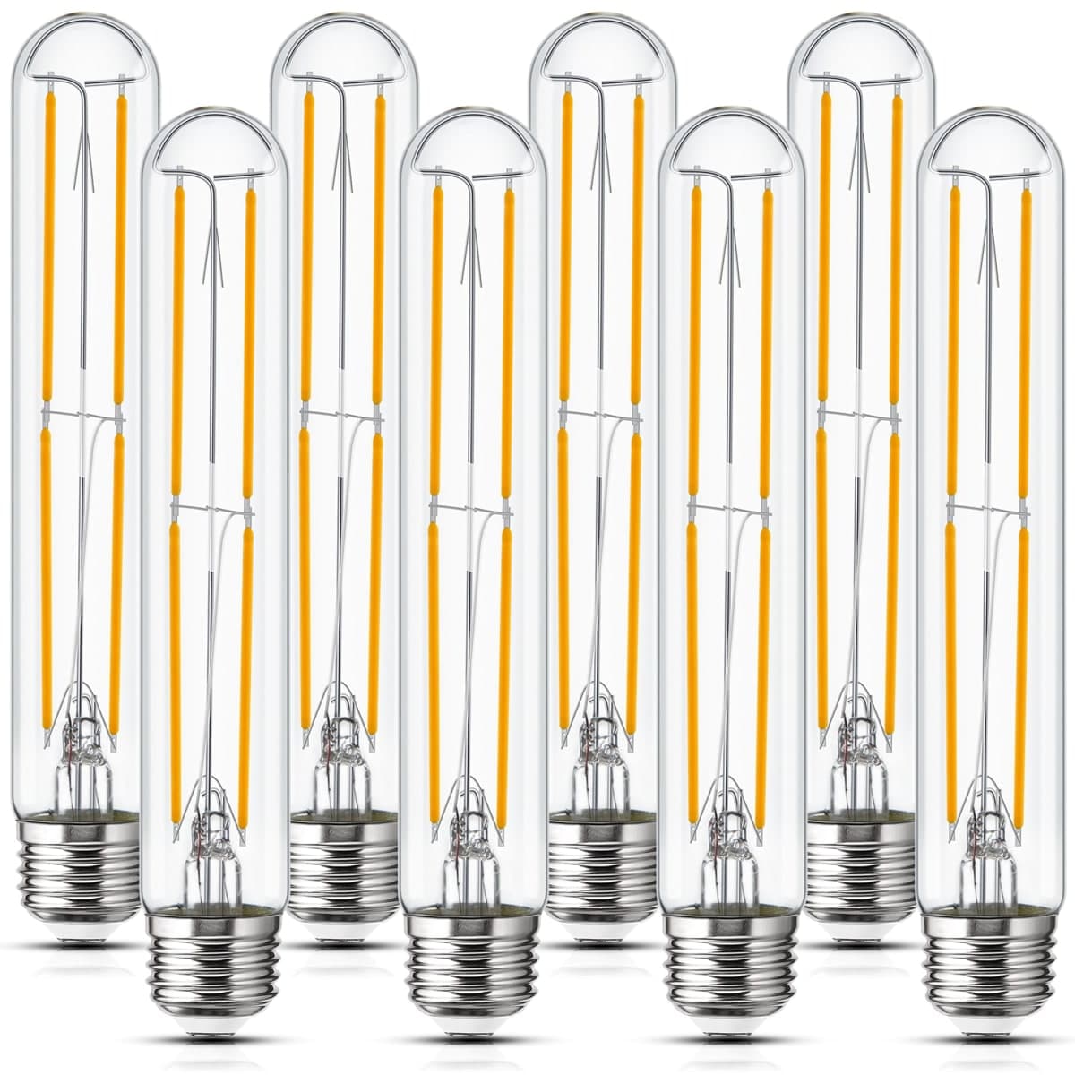 Sphoon - 7.3" Dimmable T10 LED E26 Tubular Light Bulb 6W 60W, Edison Bulbs 2700K Solf White, 185mm Long for Wall Sconces, Pendant, Living Room, Pack of 8 — image 1