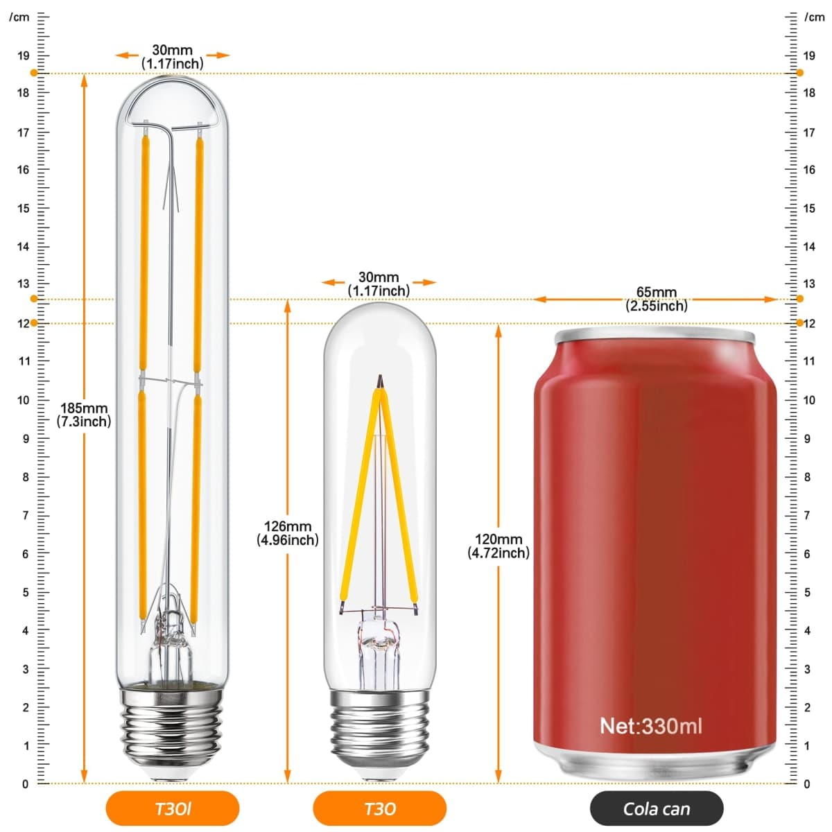 Sphoon - 7.3" Dimmable T10 LED E26 Tubular Light Bulb 6W 60W, Edison Bulbs 2700K Solf White, 185mm Long for Wall Sconces, Pendant, Living Room, Pack of 8 thumbnail 2