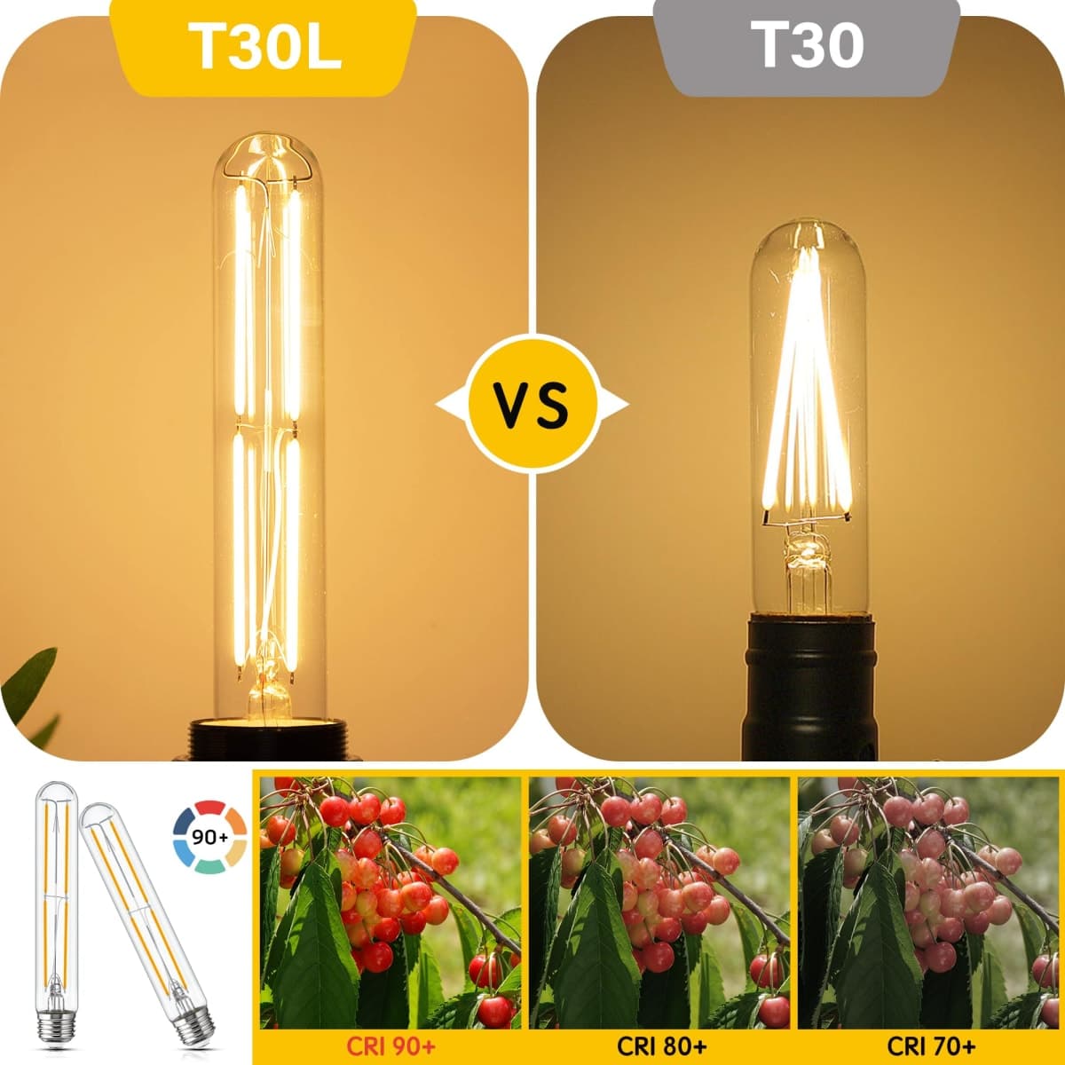 Sphoon - 7.3" Dimmable T10 LED E26 Tubular Light Bulb 6W 60W, Edison Bulbs 2700K Solf White, 185mm Long for Wall Sconces, Pendant, Living Room, Pack of 8 thumbnail 4