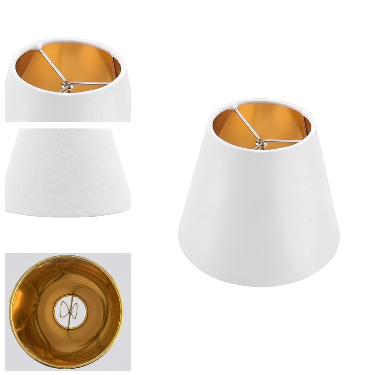 Small Lamp Shades Clip on Bulb, Fabric Chandelier Shades Set of 6 White thumbnail 4