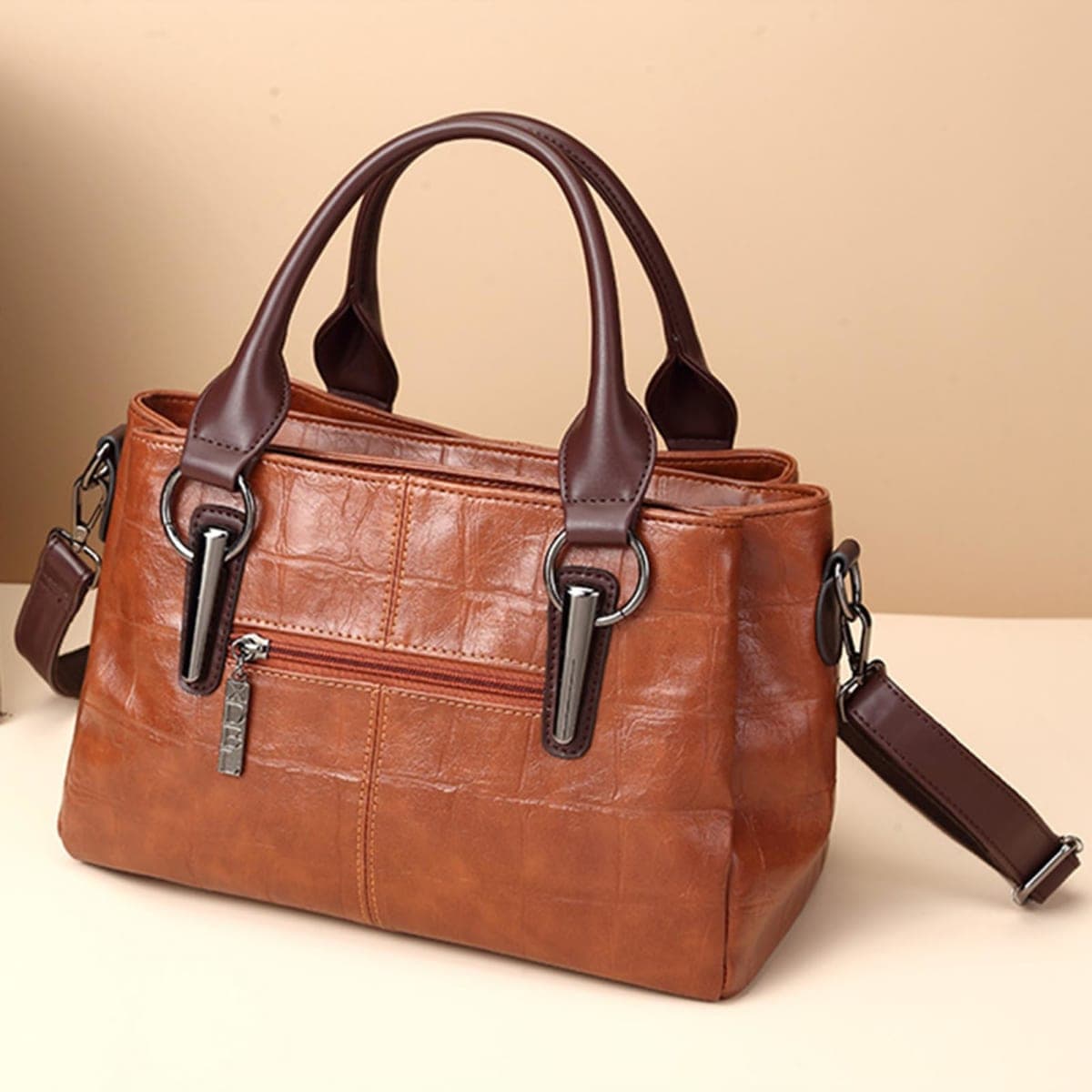 mcuvaec Handbags and Purses for women Vegan Leather Tote Bag for Women Satchel Shoulder Bags Travel Purse with Compartments, Brown, Large thumbnail 3