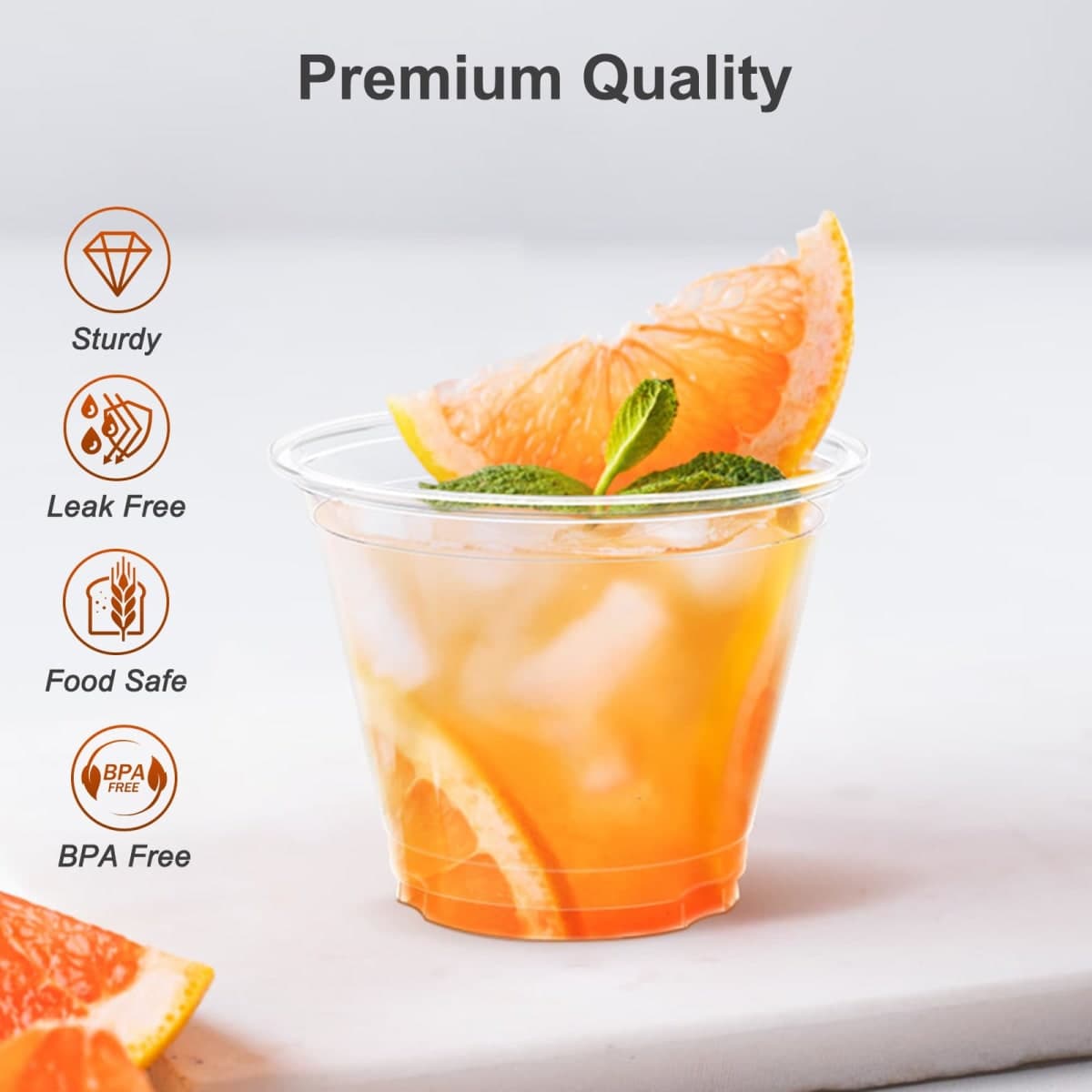Dealusy 100 Pack 9 oz Clear Plastic Cups, Sturdy & Food Safe Disposable Cups, Clear Cups Plastic Cups for Party, Plastic Wine Cups Cocktail Cups Punch Cups thumbnail 3