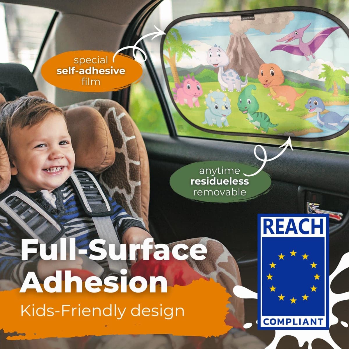 CARAMAZ Car Window Shade for Baby with Certified UV-Protection 2 Pack - 20"x12" OPTIDARK thumbnail 2