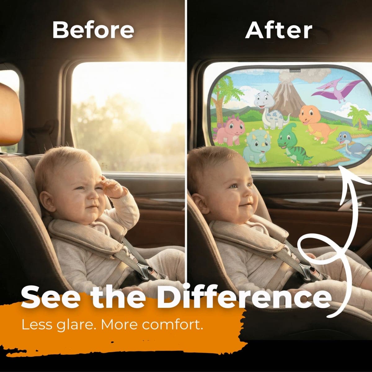 CARAMAZ Car Window Shade for Baby with Certified UV-Protection 2 Pack - 20"x12" OPTIDARK thumbnail 3