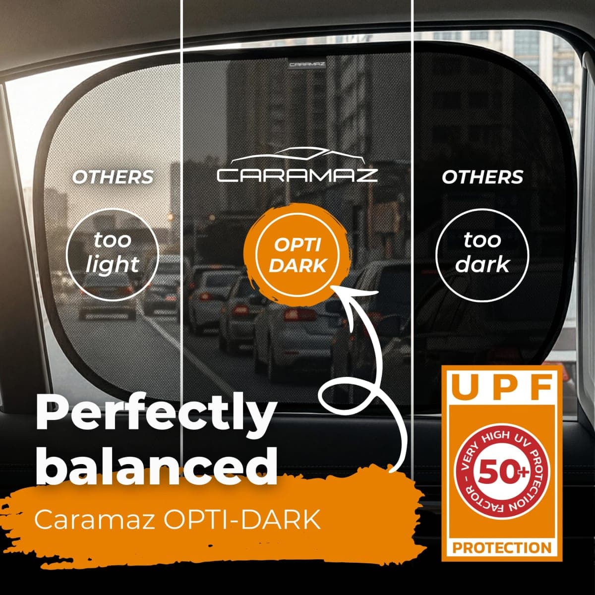 CARAMAZ Car Window Shade for Baby with Certified UV-Protection 2 Pack - 20"x12" OPTIDARK thumbnail 4