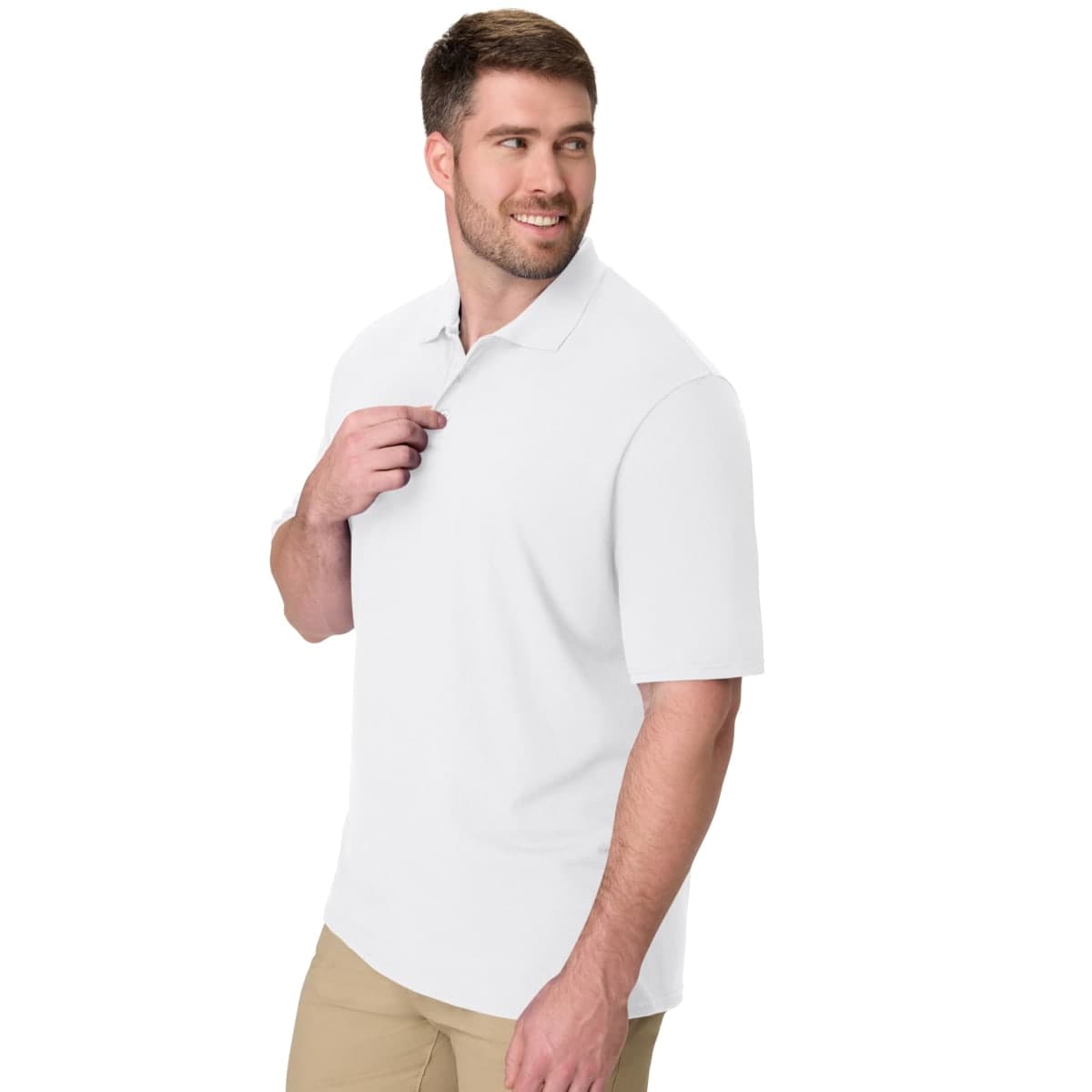 Hanes Men's Short Sleeve X-Temp W/FreshIQ Polo, White, XX-Large thumbnail 4