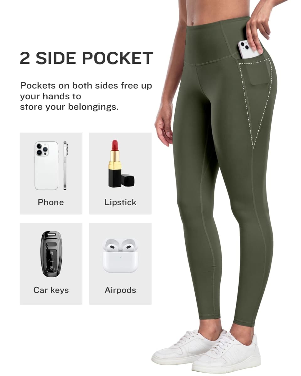 LZYVOO Leggings with Pockets for Women, 6 Packs Soft High Waisted Tummy Control Workout Yoga Pants, 6 Packs - Black,gray,navy,burgundy,army Green,brown, Medium thumbnail 3