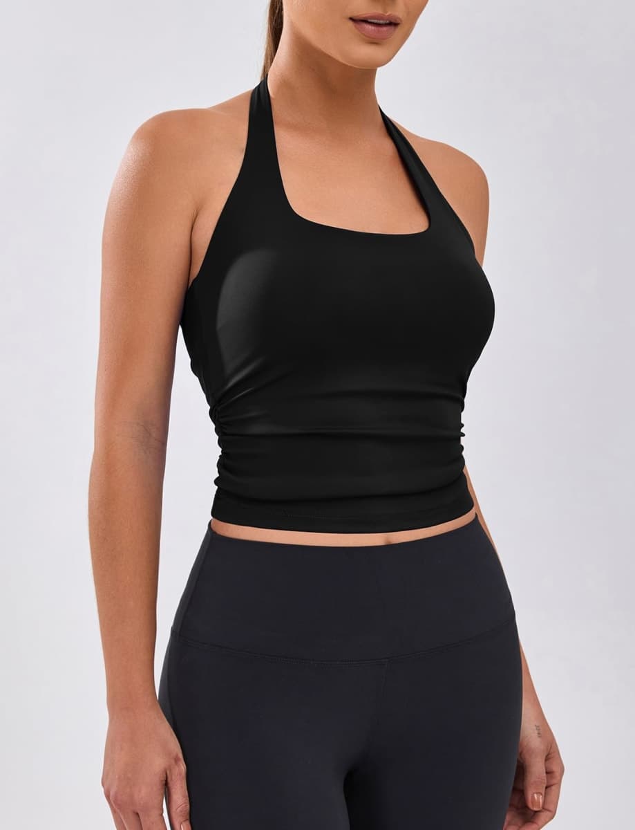 BMJL Womens Halter Tank Tops Workout Sports Bras Summer Trendy Backless Going Out Clothing 2025, Black, Large thumbnail 4