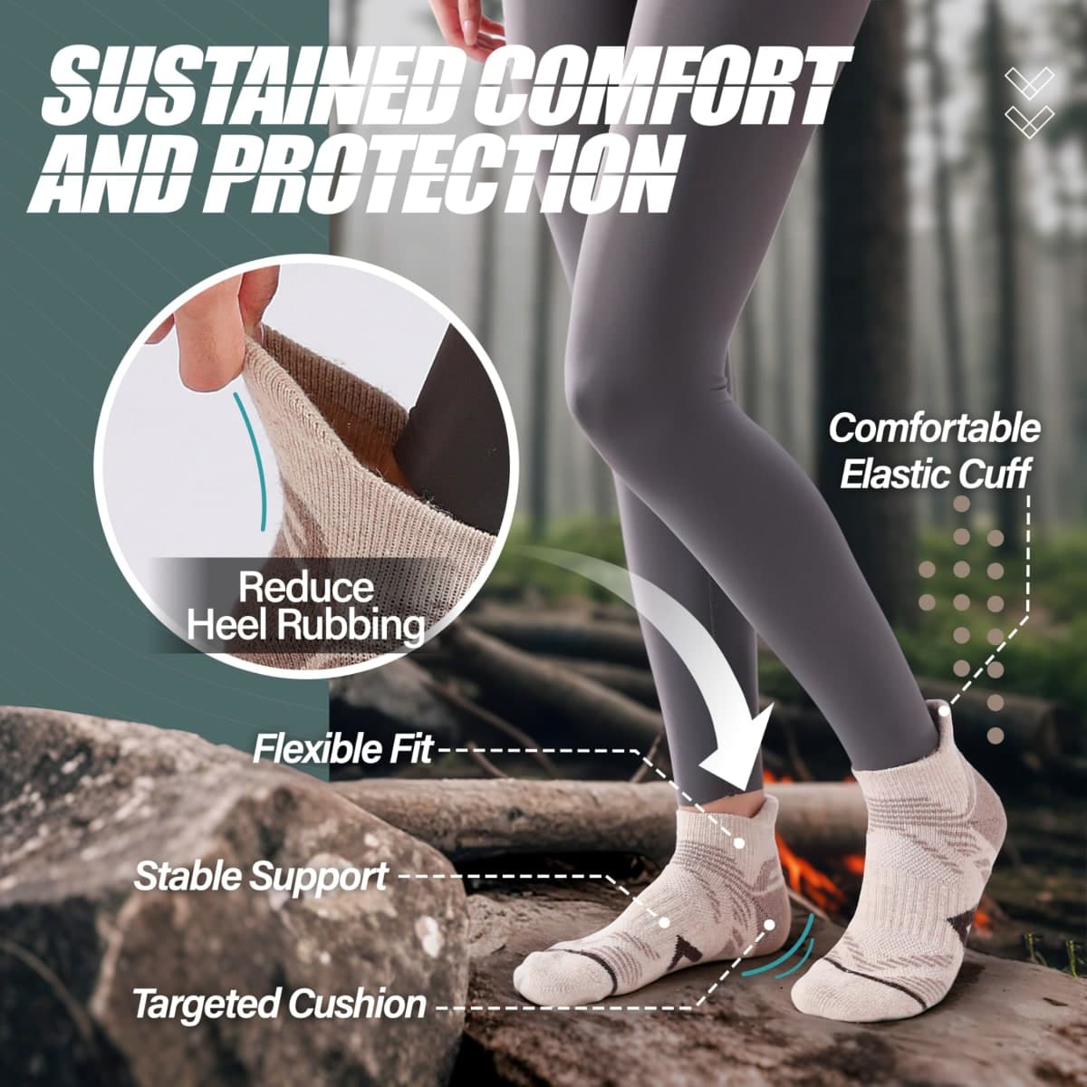 ANTSANG Merino Short Hiking Socks Sneaker Socks Warm Wool Socks Thick Wool Running Socks Compression Sports Socks Thermal Socks Gifts Winter Socks for Men Women 6 Pairs, Light colour combination, thumbnail 3