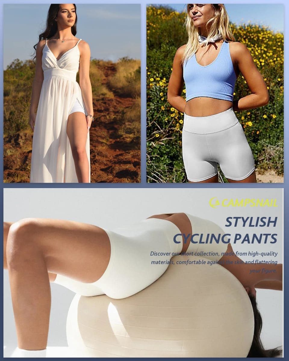 CAMPSNAIL Workout Biker Shorts Women - 3"/5"/8" High Waisted Tummy Control Spandex Booty Volleyball Shorts for Yoga Dance, White, Small-Medium thumbnail 2