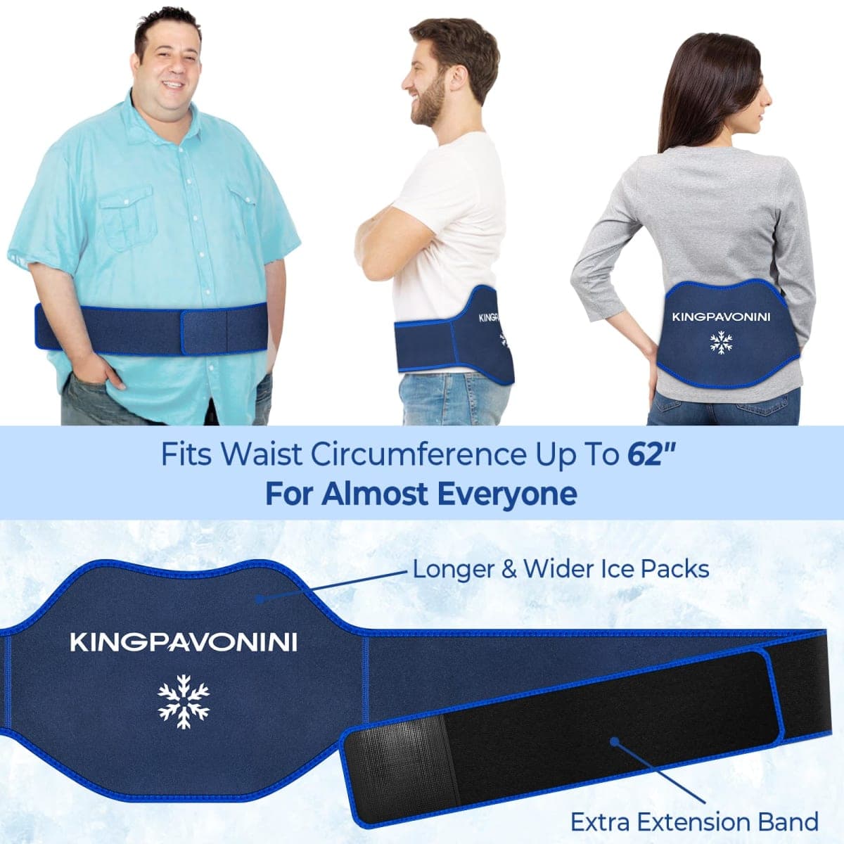 KingPavonini Extra Large Ice Pack for Back Pain Relief, 2 Gel Packs, Blue thumbnail 2