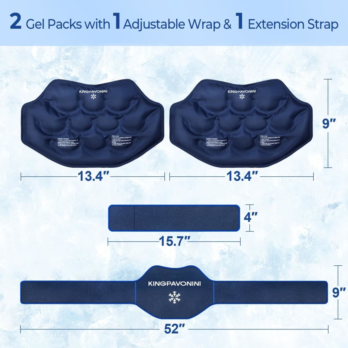 KingPavonini Extra Large Ice Pack for Back Pain Relief, 2 Gel Packs, Blue thumbnail 3