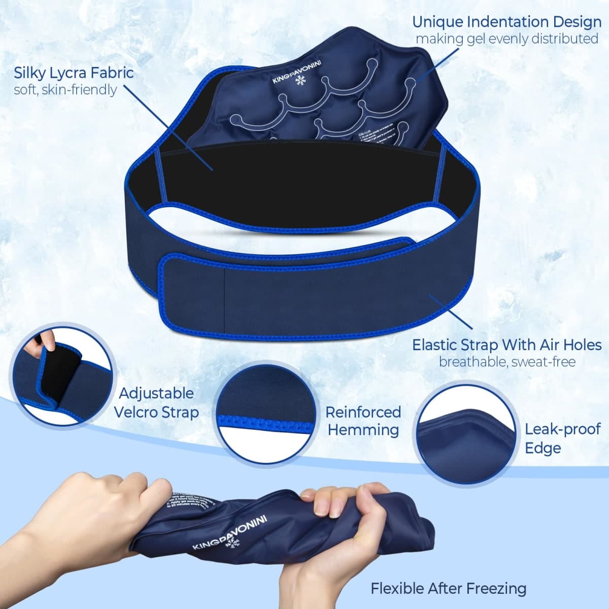 KingPavonini Extra Large Ice Pack for Back Pain Relief, 2 Gel Packs, Blue thumbnail 4