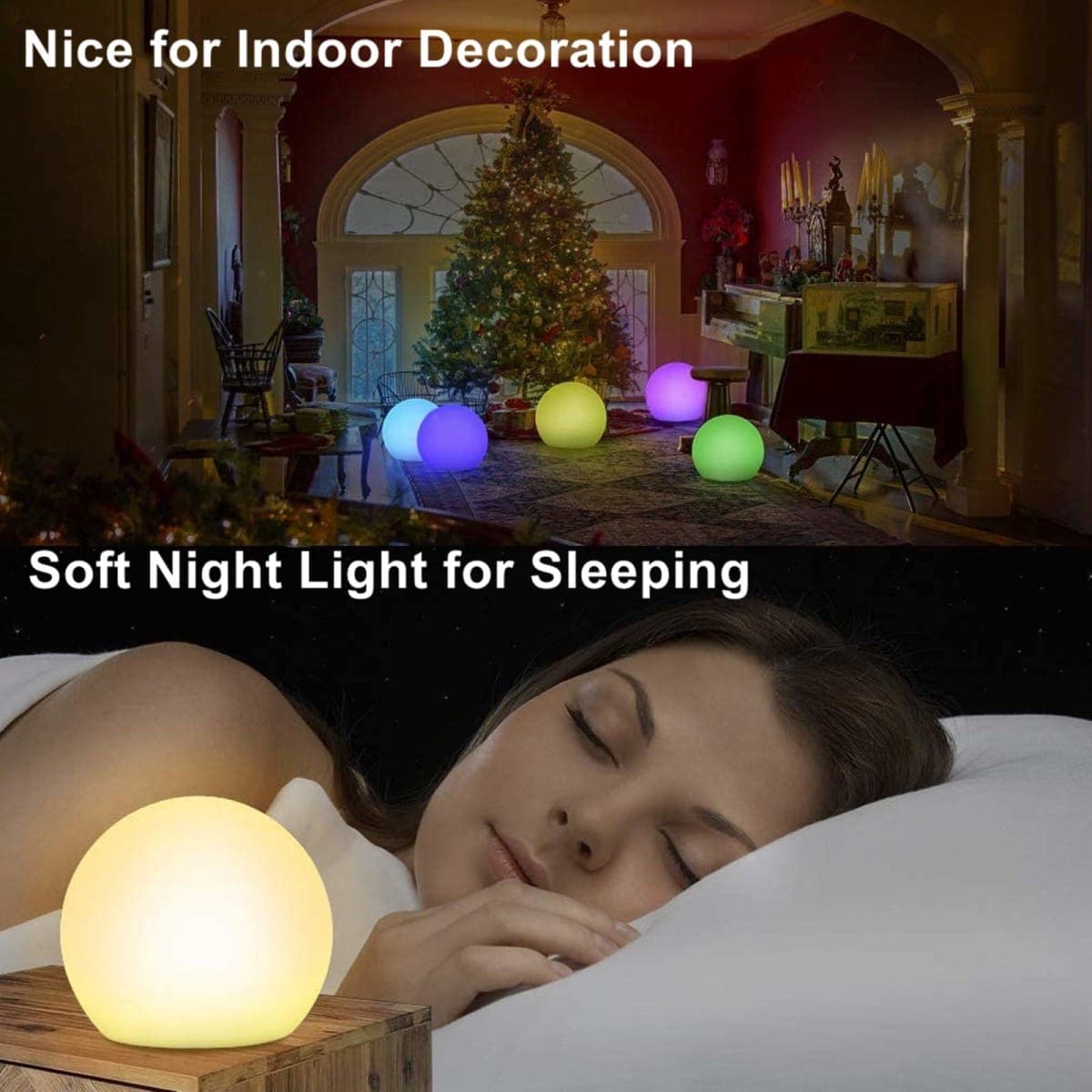 Borelor LED Ball Light, 8-Inch Rechargeable & Remote Control Globe Lights 16 RGB Colors Changing Indoor/Outdoor Night Light for Home/Party/Lawn/Desk Decoration thumbnail 4