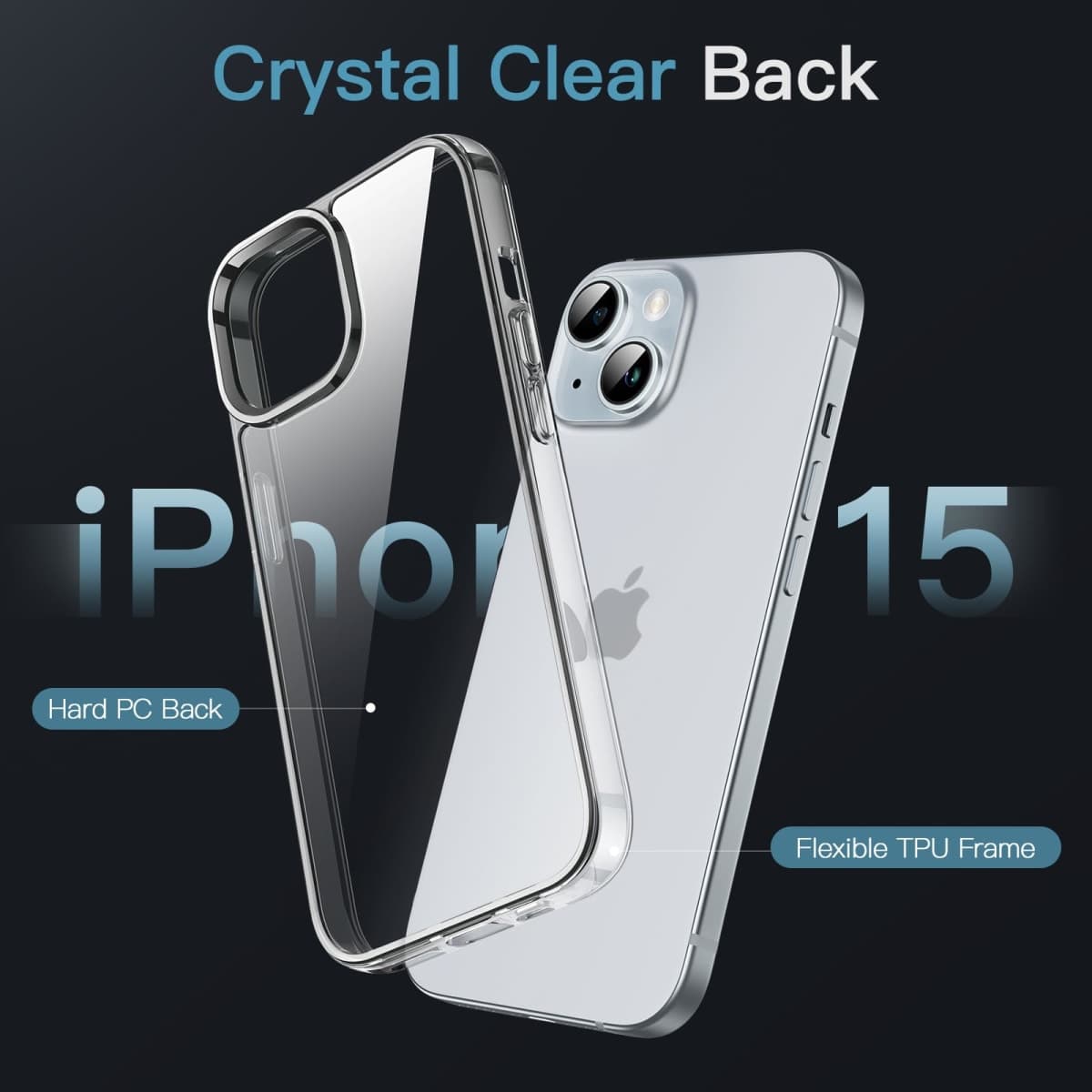 JETech Case for iPhone 15, Anti-Yellowing, Clear thumbnail 3