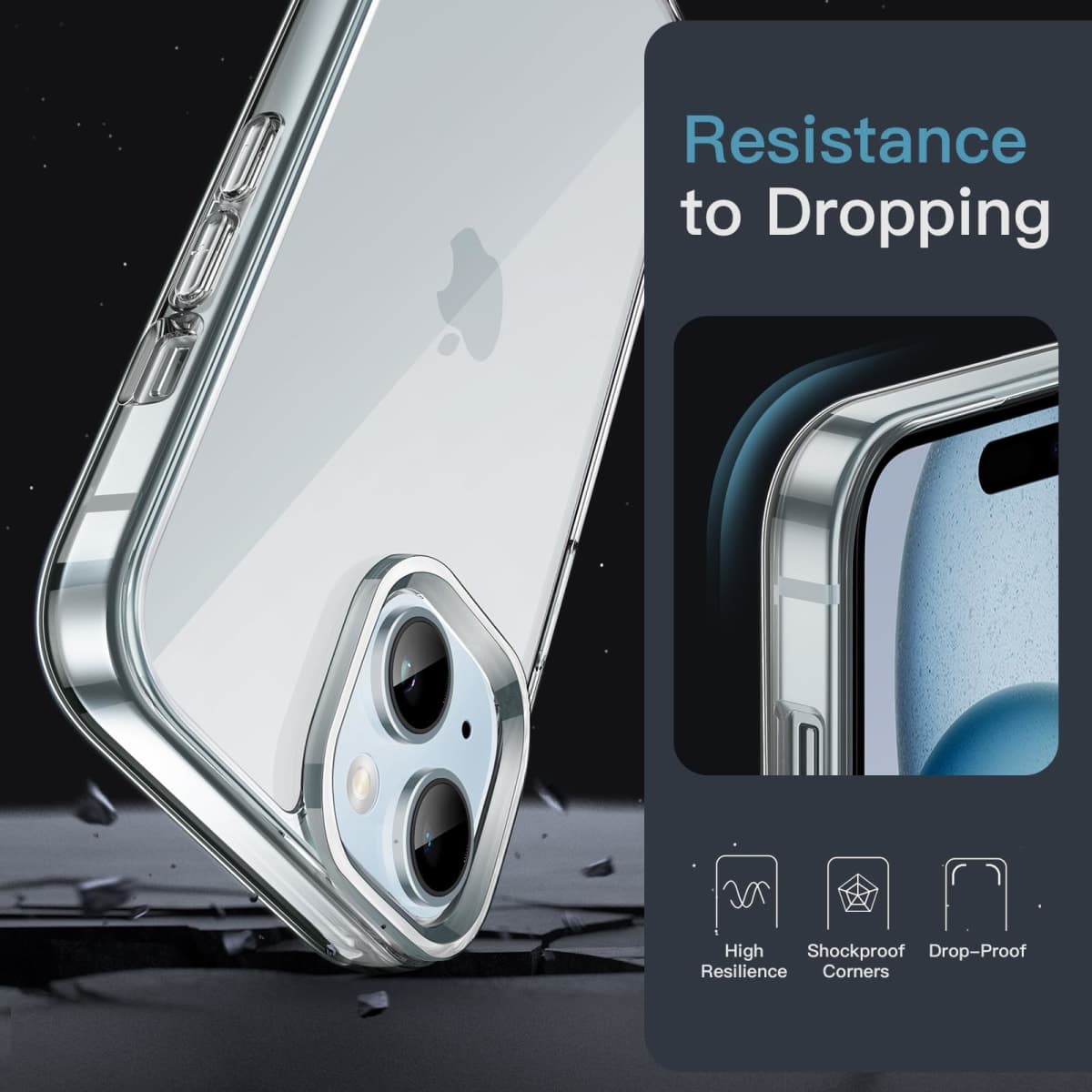 JETech Case for iPhone 15, Anti-Yellowing, Clear thumbnail 5