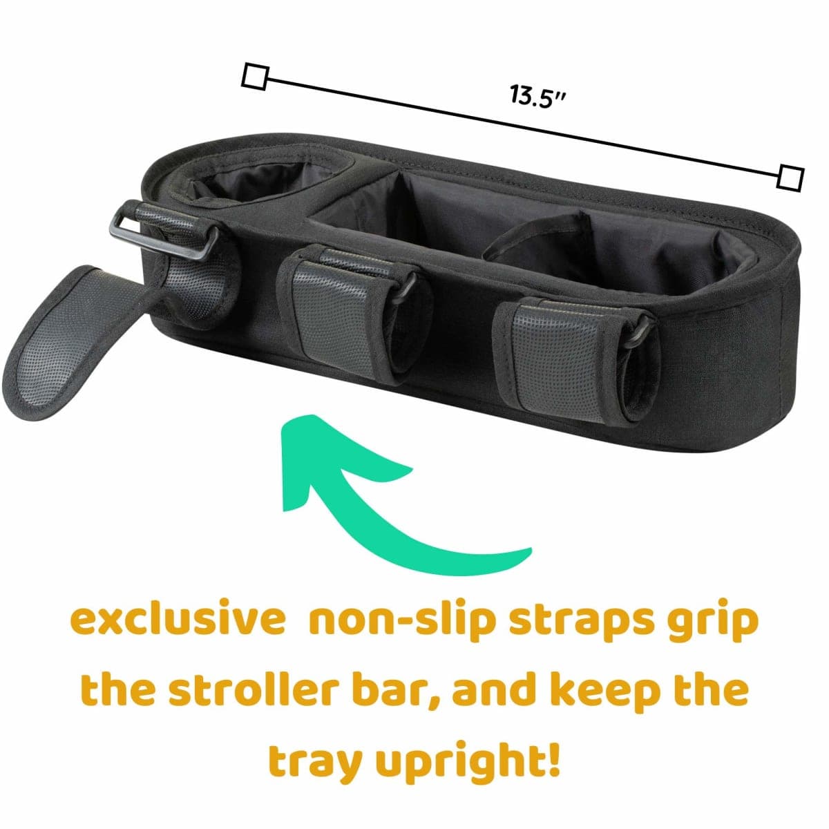 Universal Stroller Tray With Insulated Sippy Cup Holder - Upgraded Rigid Frame Stays Upright - Exclusive Non-Slip Straps Firmly Grip Bar - Snack Tray Attachment thumbnail 4