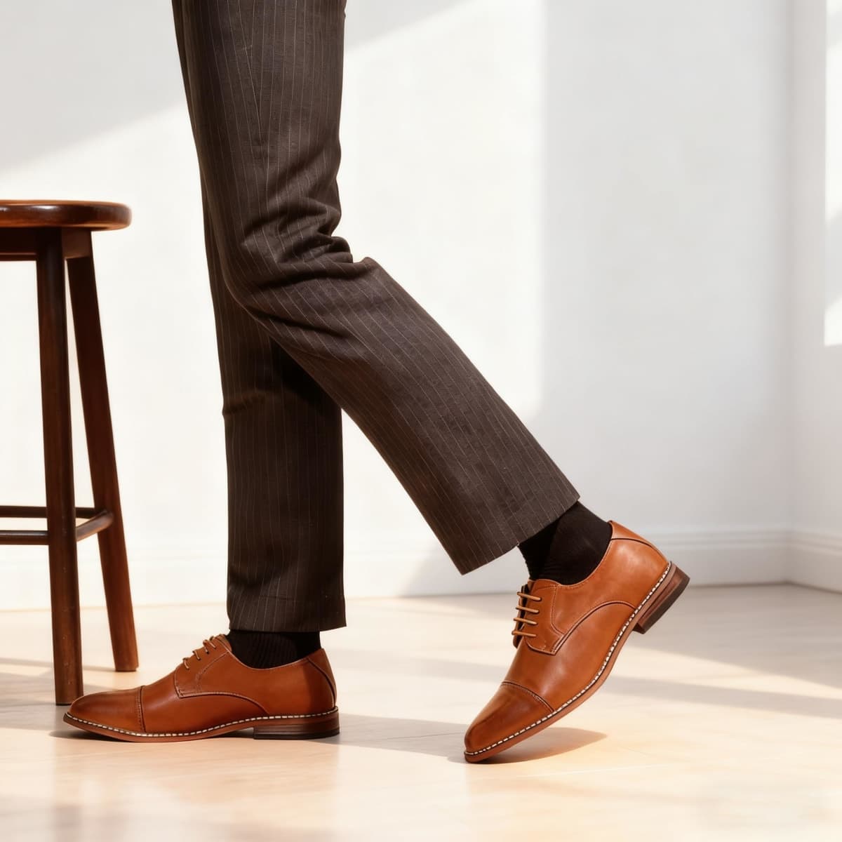 VOSTEY Men's Dress Shoes Brown Dress Shoes for Men Oxford Shoes for Men Casual Dress Shoes Men Formal Shoes Business Shoes Derby Dress Shoes (BMY703 Yellow Brown 13) thumbnail 2