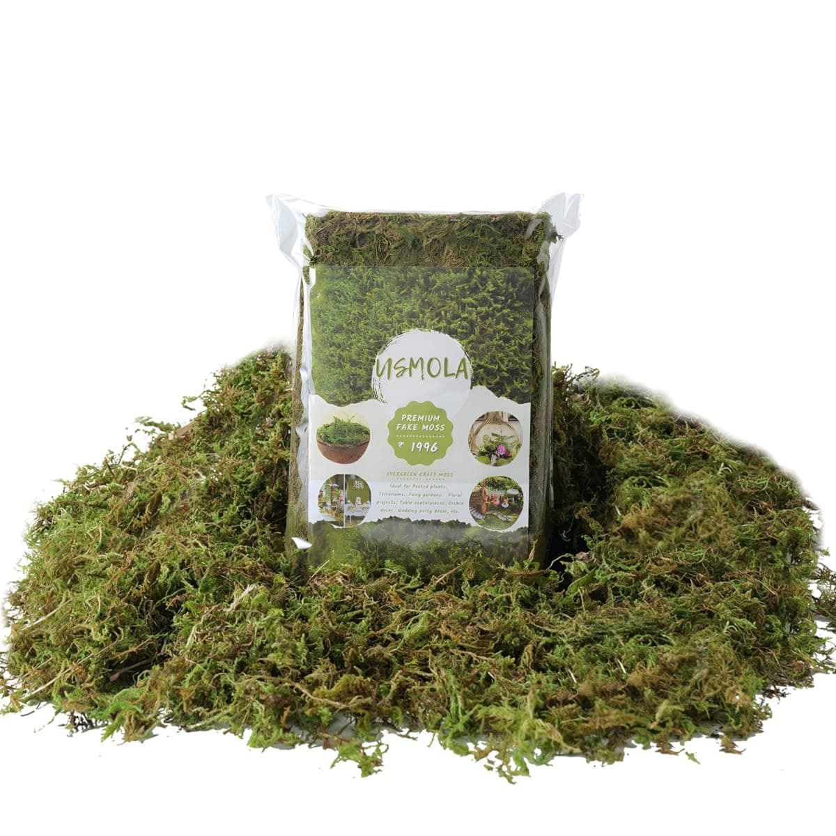 USMOLA Fake Green Moss for Potted Plants, 4OZ Artificial Moss for DIY Crafts, Faux Moss for Table Centerpieces Fairy Garden Decor (Fresh Green 140gr) thumbnail 2