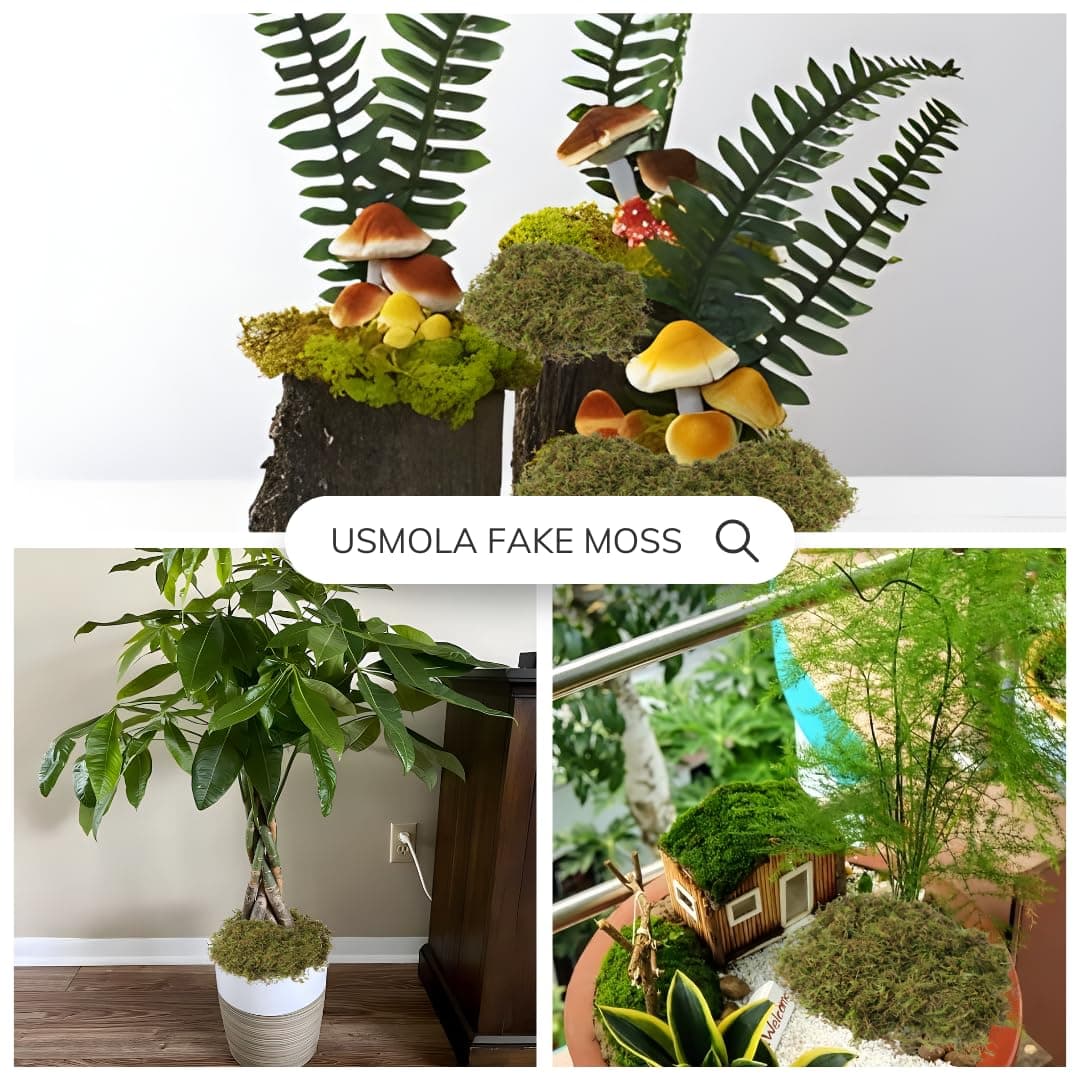 USMOLA Fake Green Moss for Potted Plants, 4OZ Artificial Moss for DIY Crafts, Faux Moss for Table Centerpieces Fairy Garden Decor (Fresh Green 140gr) thumbnail 3