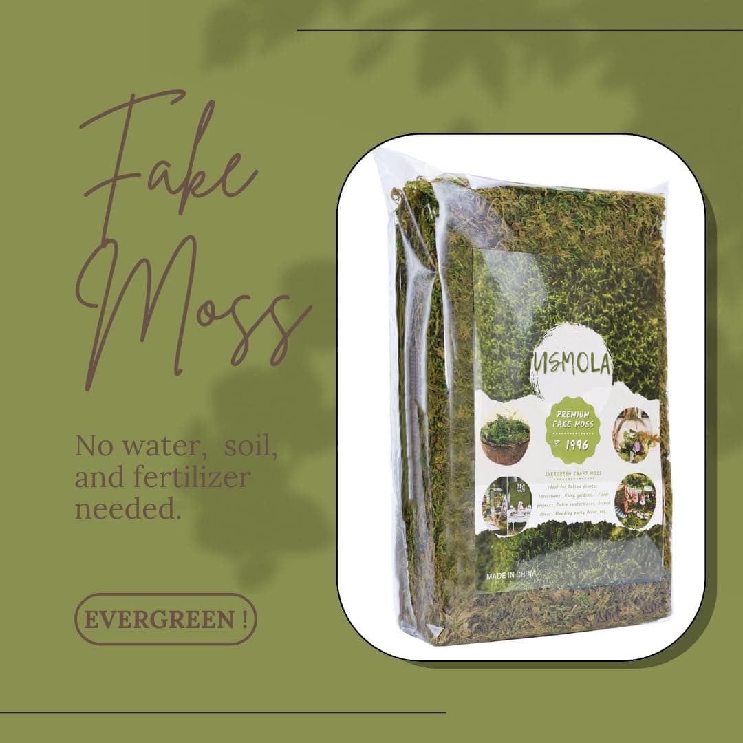 USMOLA Fake Green Moss for Potted Plants, 4OZ Artificial Moss for DIY Crafts, Faux Moss for Table Centerpieces Fairy Garden Decor (Fresh Green 140gr) thumbnail 4